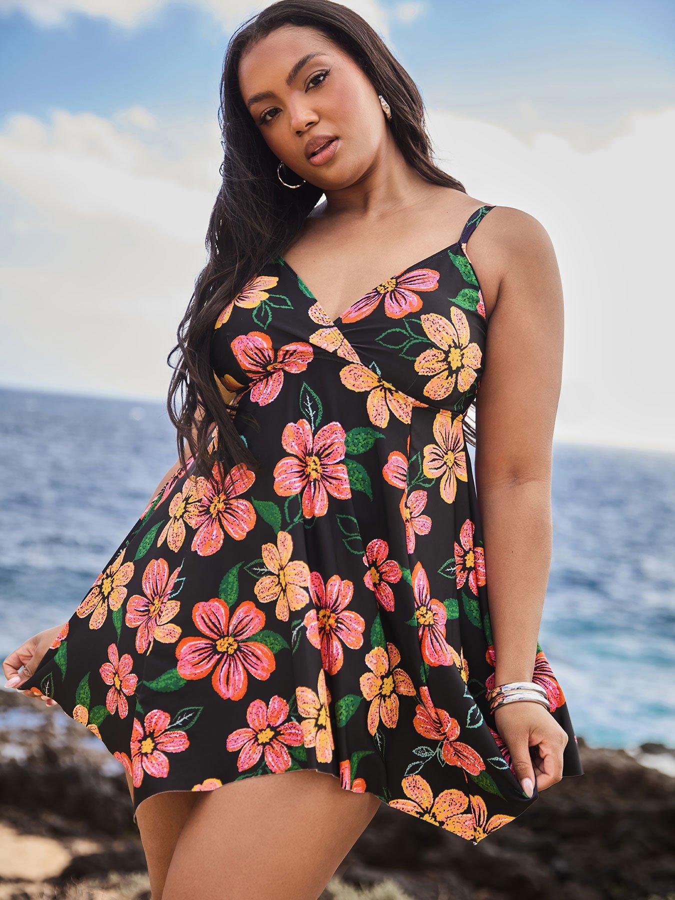 yours-curve-dot-floral-hanky-hem-swimdress