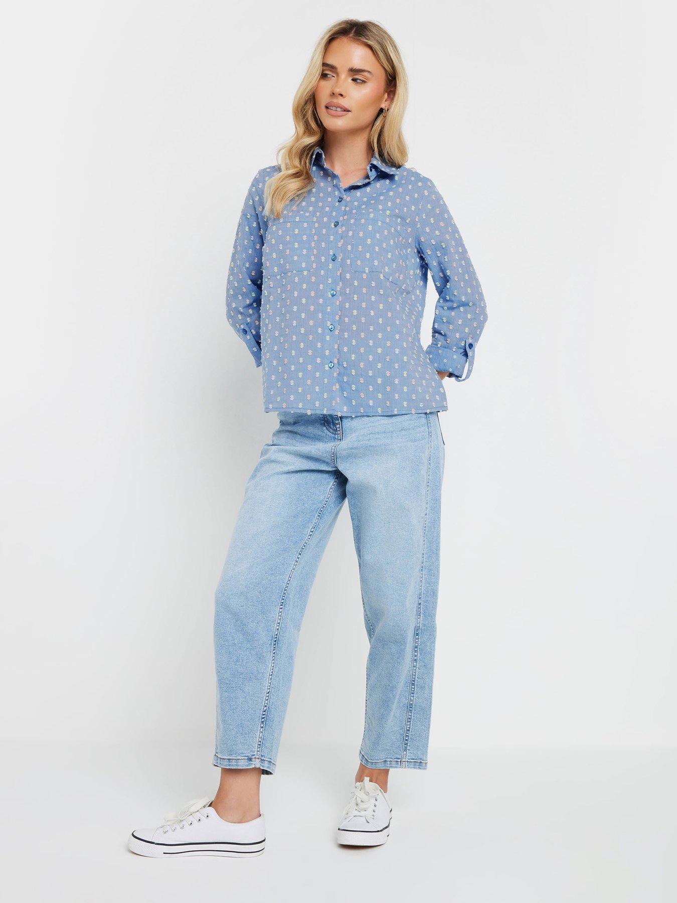  image of mco-petite-petite-dobby-shirt-blue