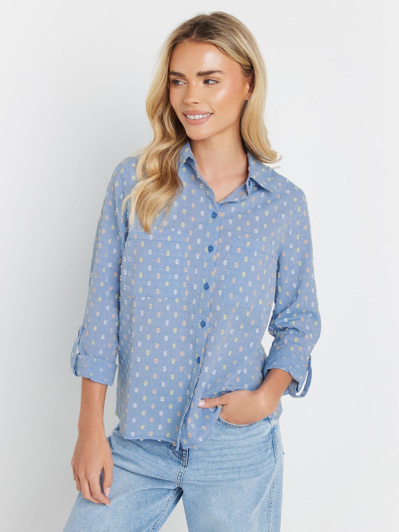  image of mco-petite-petite-dobby-shirt-blue