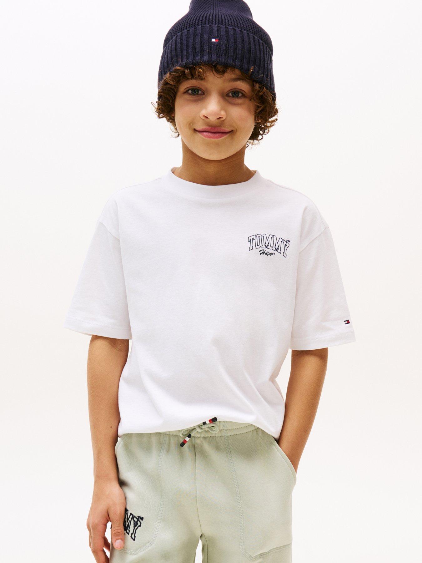 undefined Boys Varsity Graphic Print Short Sleeve T-Shirt - White