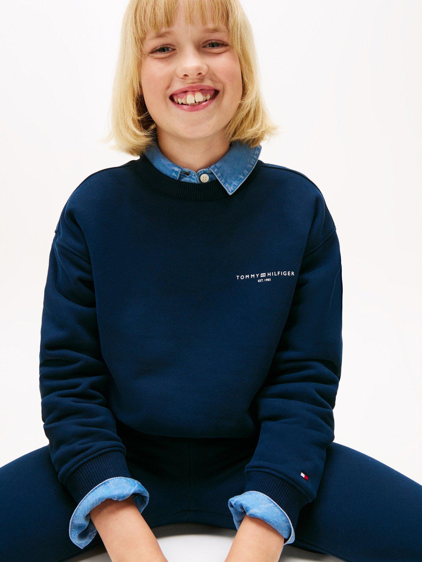 Image 2 of 2 of Tommy Hilfiger Boys Mini Corp Sweat Top And Jogger Set - Navy