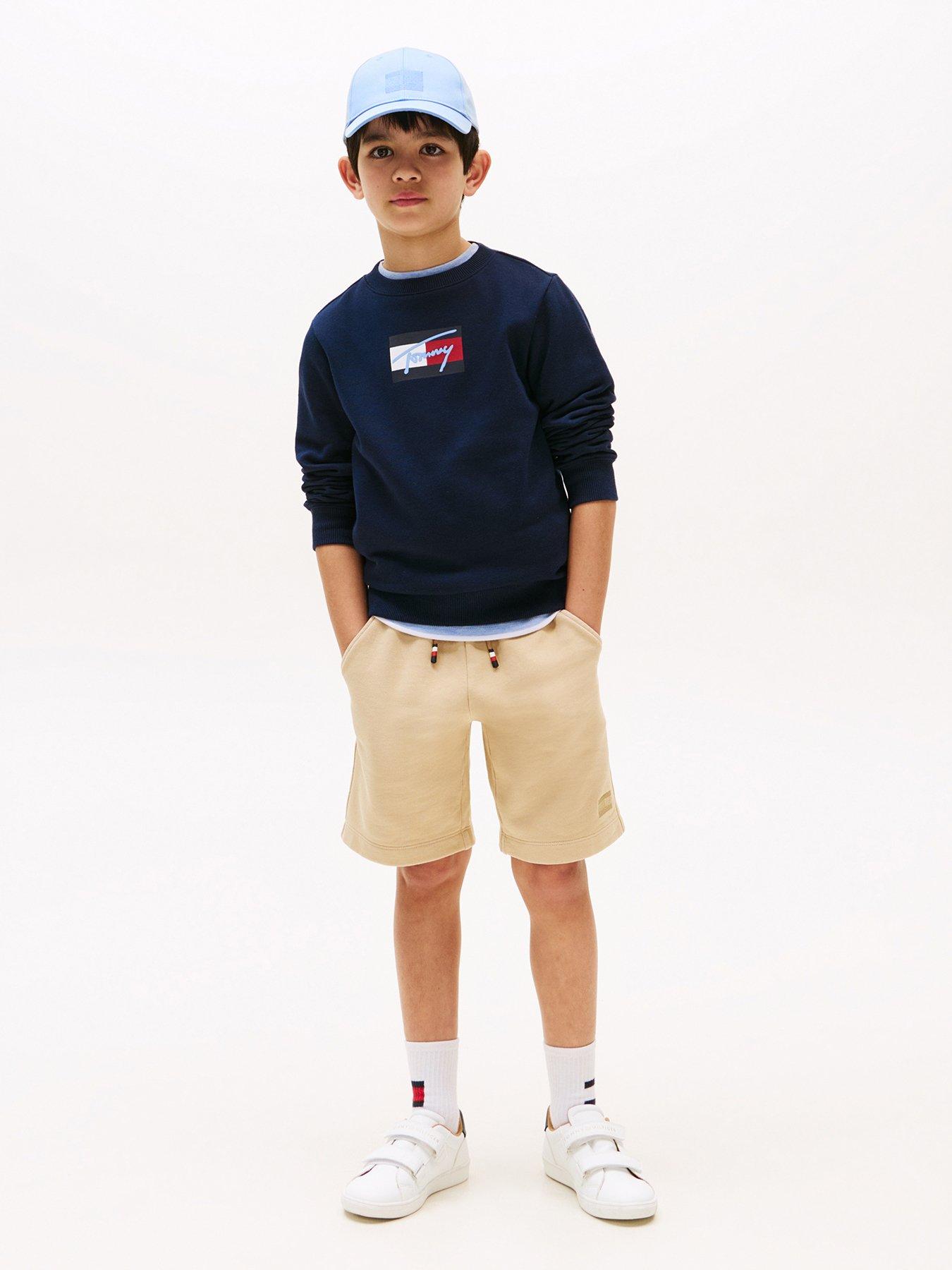 Image 3 of 4 of Tommy Hilfiger Boys Script Flag Sweatshirt - Navy