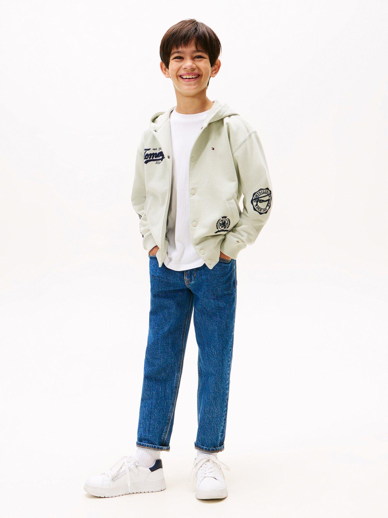 Image 3 of 4 of Tommy Hilfiger Boys Varsity Graphic Button Hoodie - Light Khaki