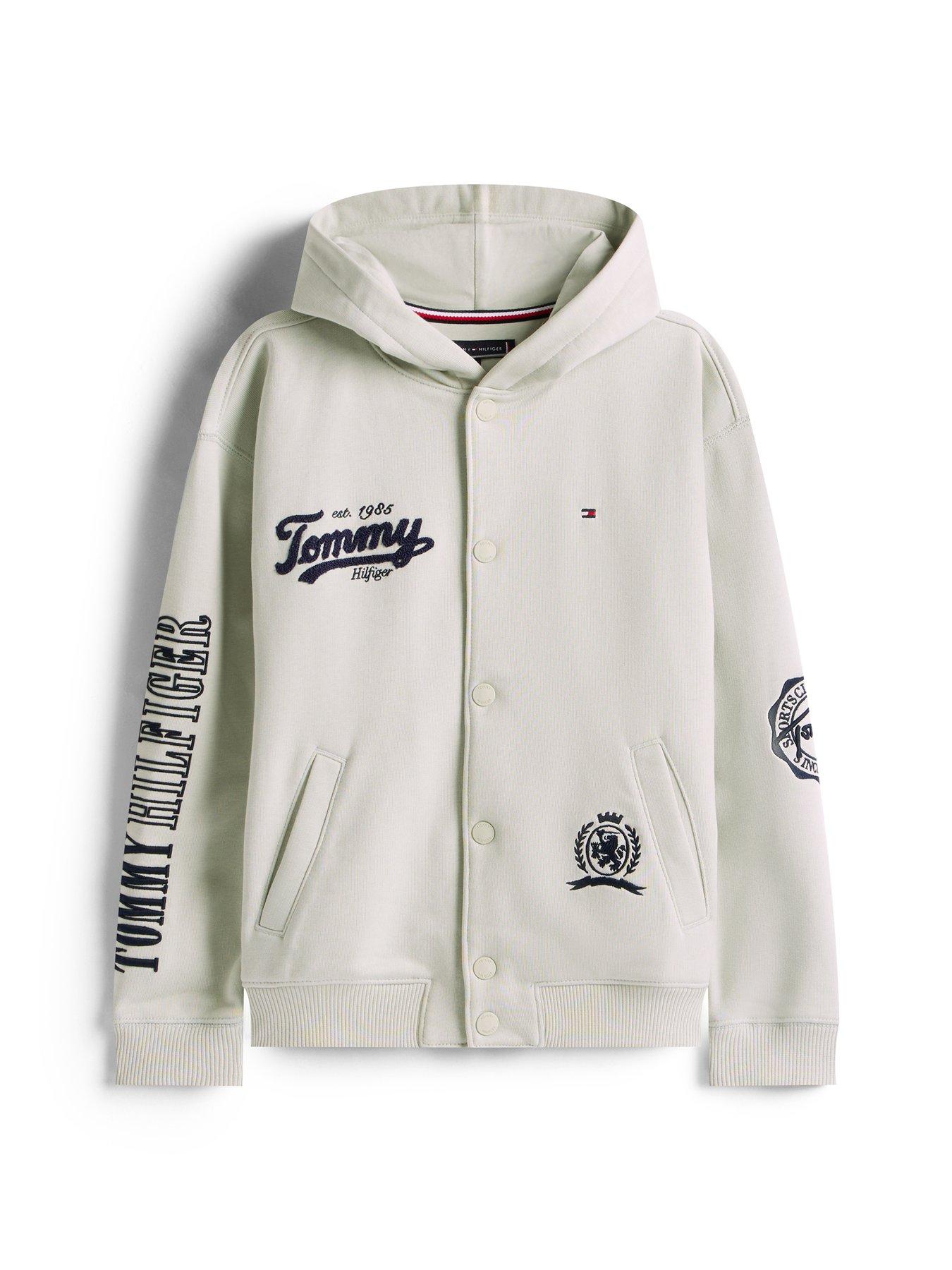 Image 4 of 4 of Tommy Hilfiger Boys Varsity Graphic Button Hoodie - Light Khaki