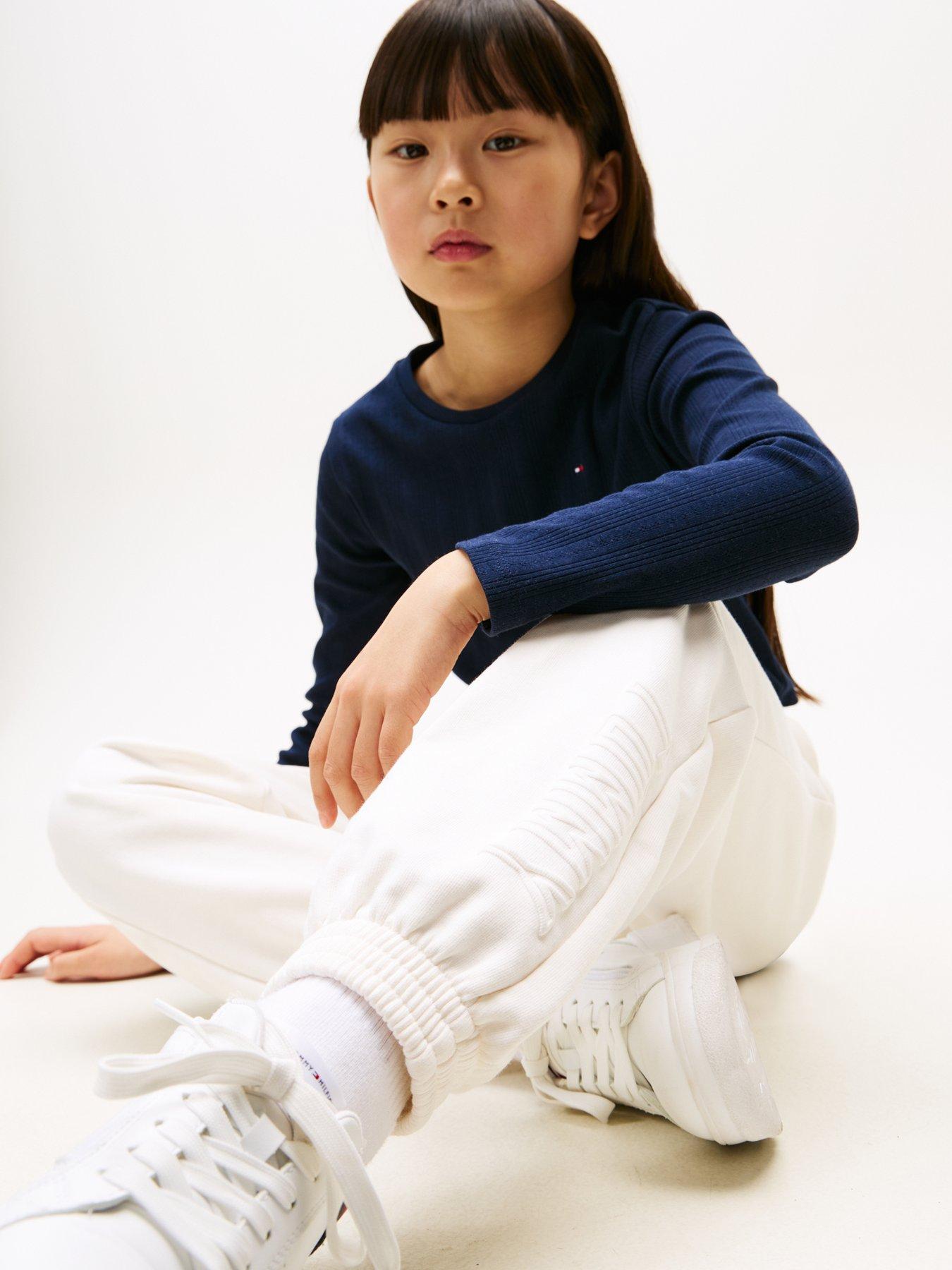 Image 3 of 4 of Tommy Hilfiger Girls Puff Print Sweatpants - Cream