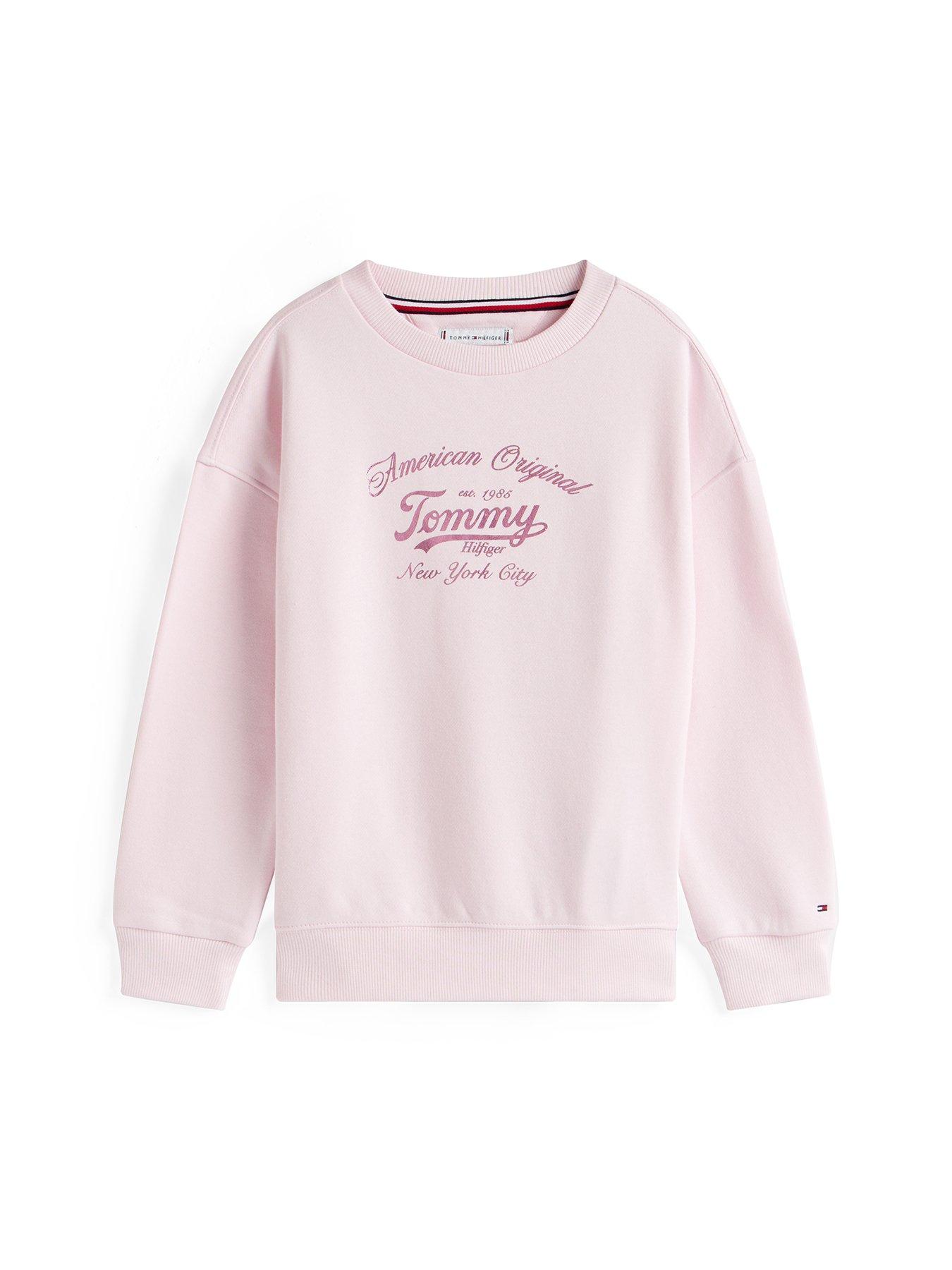 Image 4 of 4 of Tommy Hilfiger Girls Script Sweatshirt - Light Pink