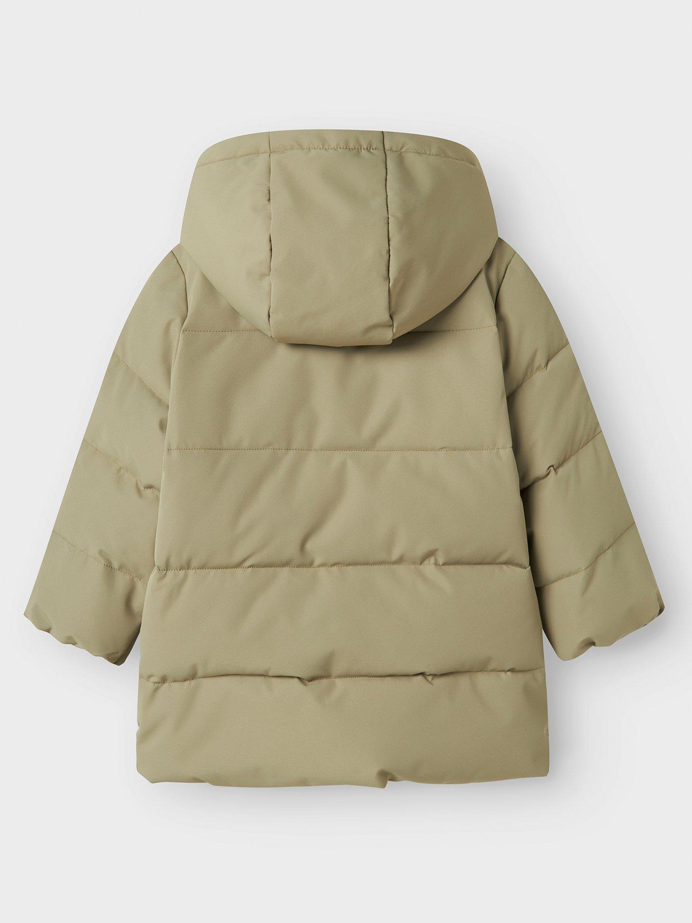 Image 3 of 6 of Lil Atelier Mini Boys Long Padded Coat - Green