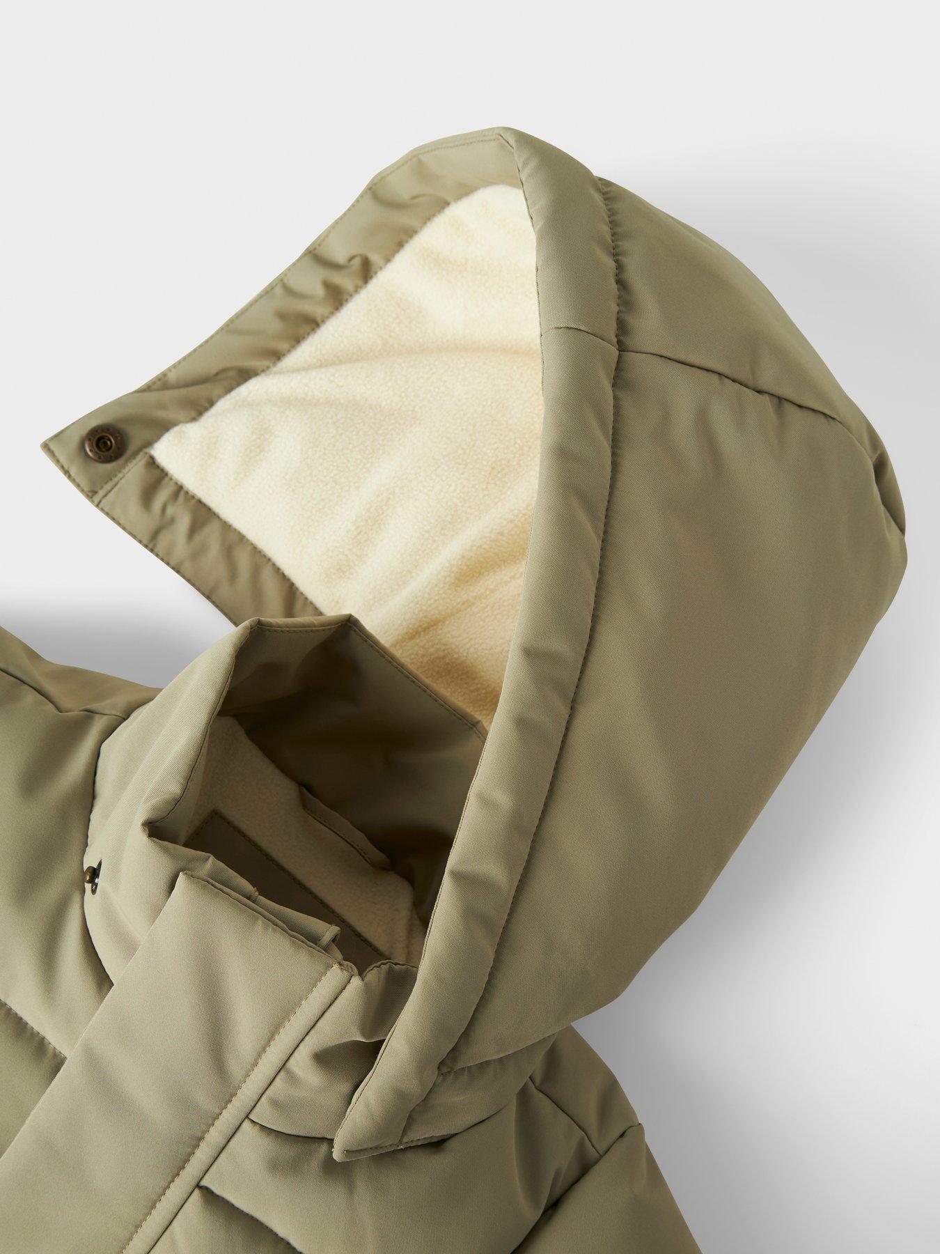 Image 5 of 6 of Lil Atelier Mini Boys Long Padded Coat - Green