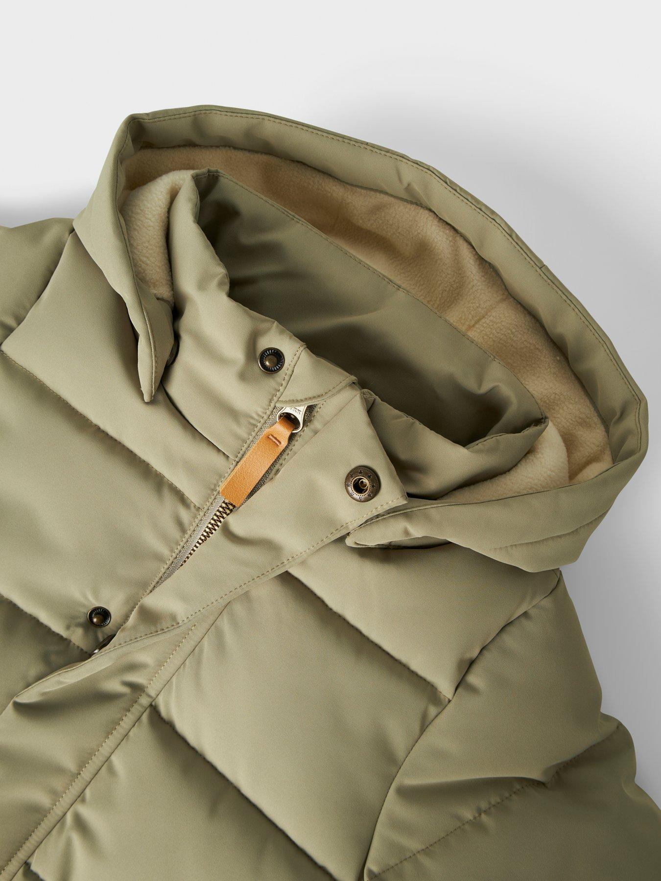 Image 6 of 6 of Lil Atelier Mini Boys Long Padded Coat - Green