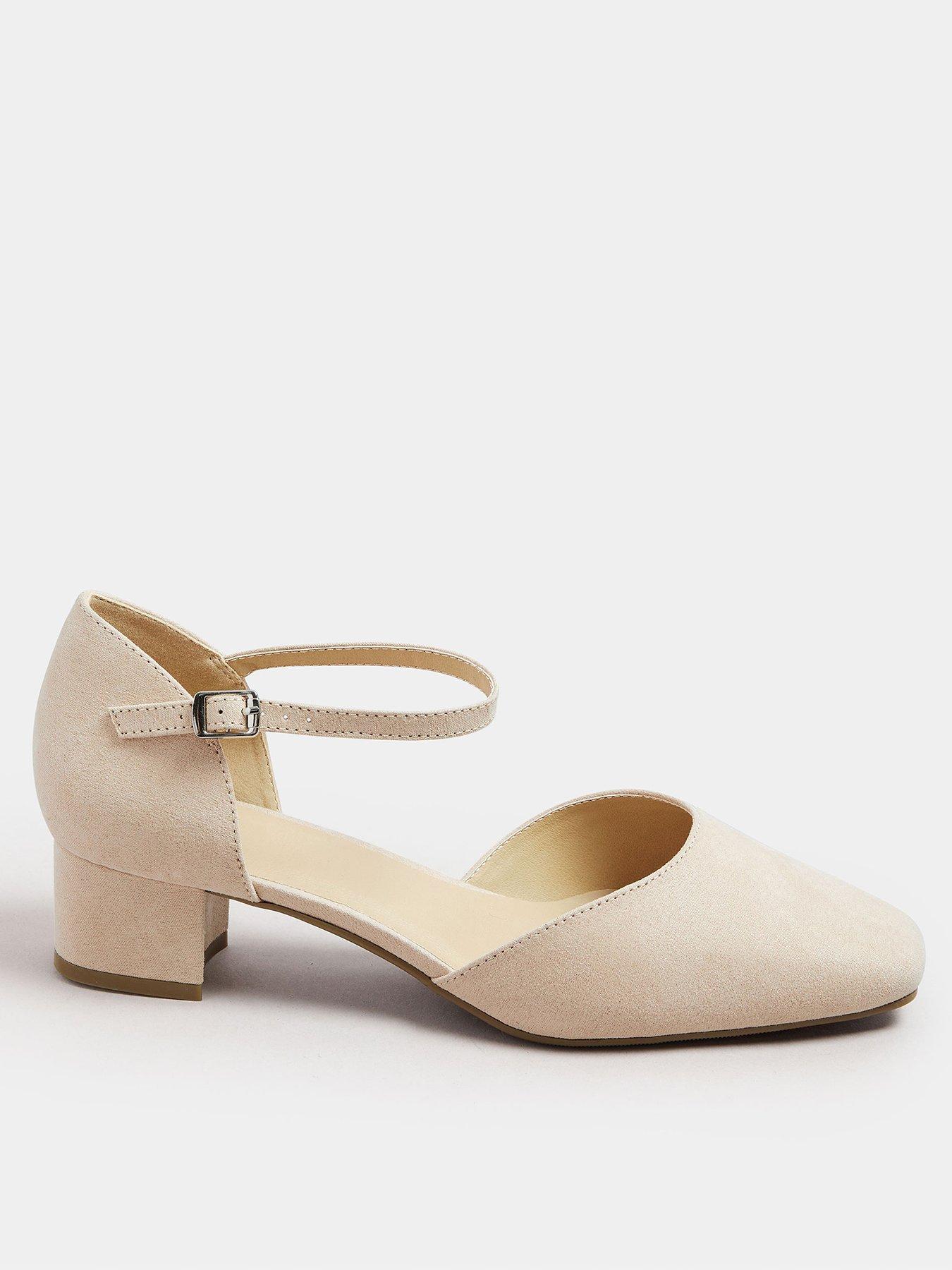 Yours Extra Wide Fit Faux Suede Block Heel Court Shoes Nude