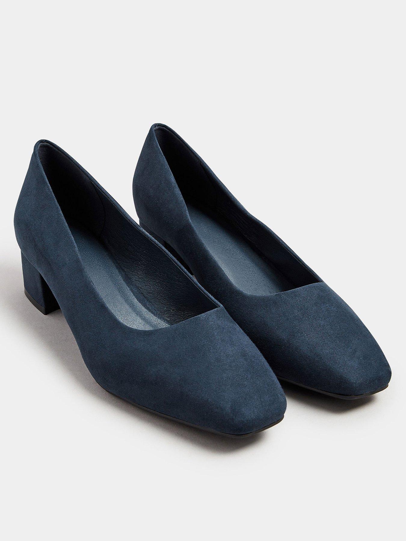 Yours Extra Wide Fit Square Toe Court Shoe - Blue | Littlewoods