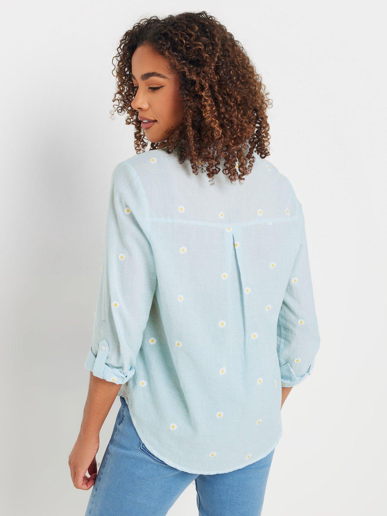  image of mco-daisy-embroidery-shirt-blue