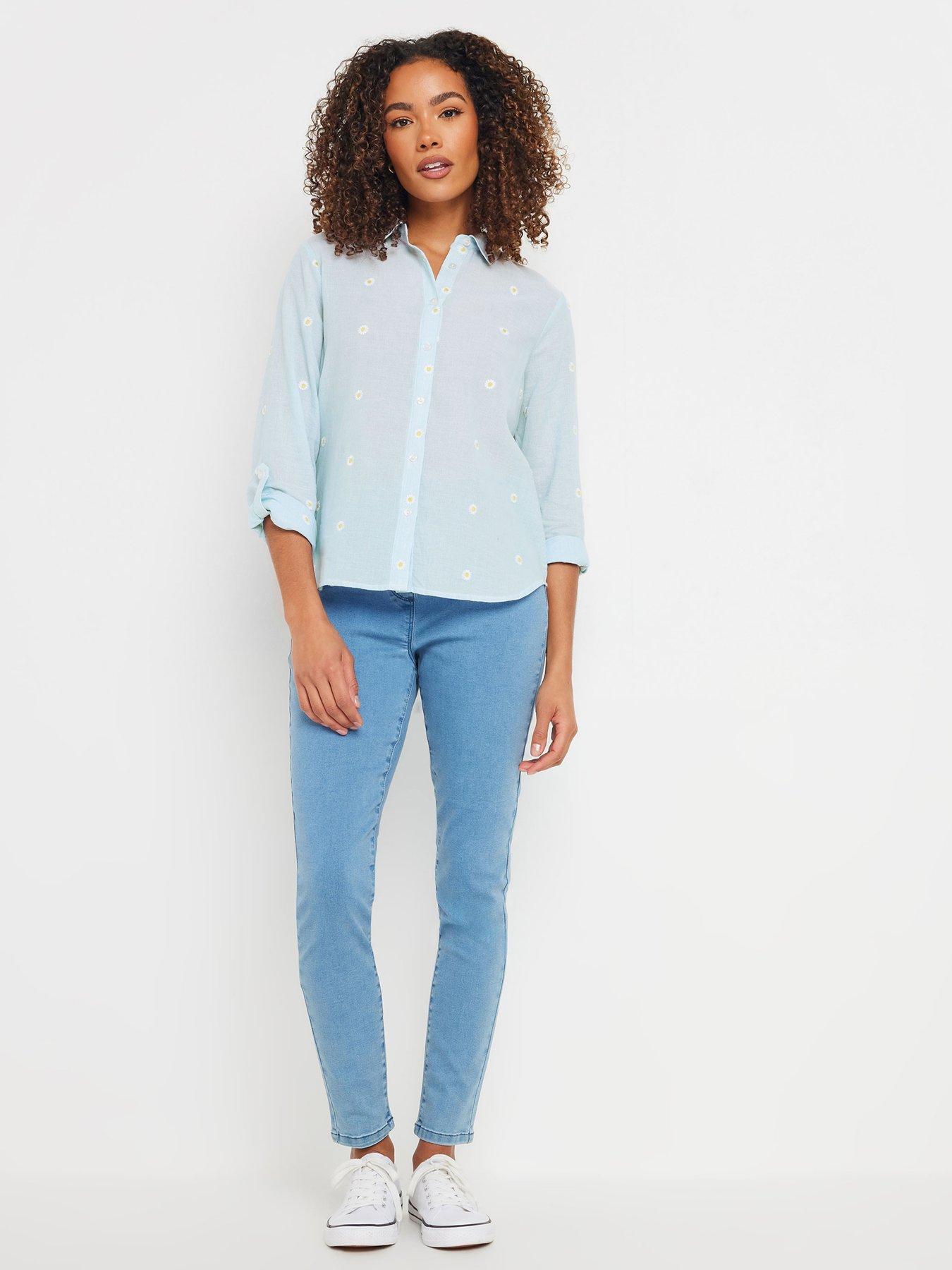  image of mco-daisy-embroidery-shirt-blue