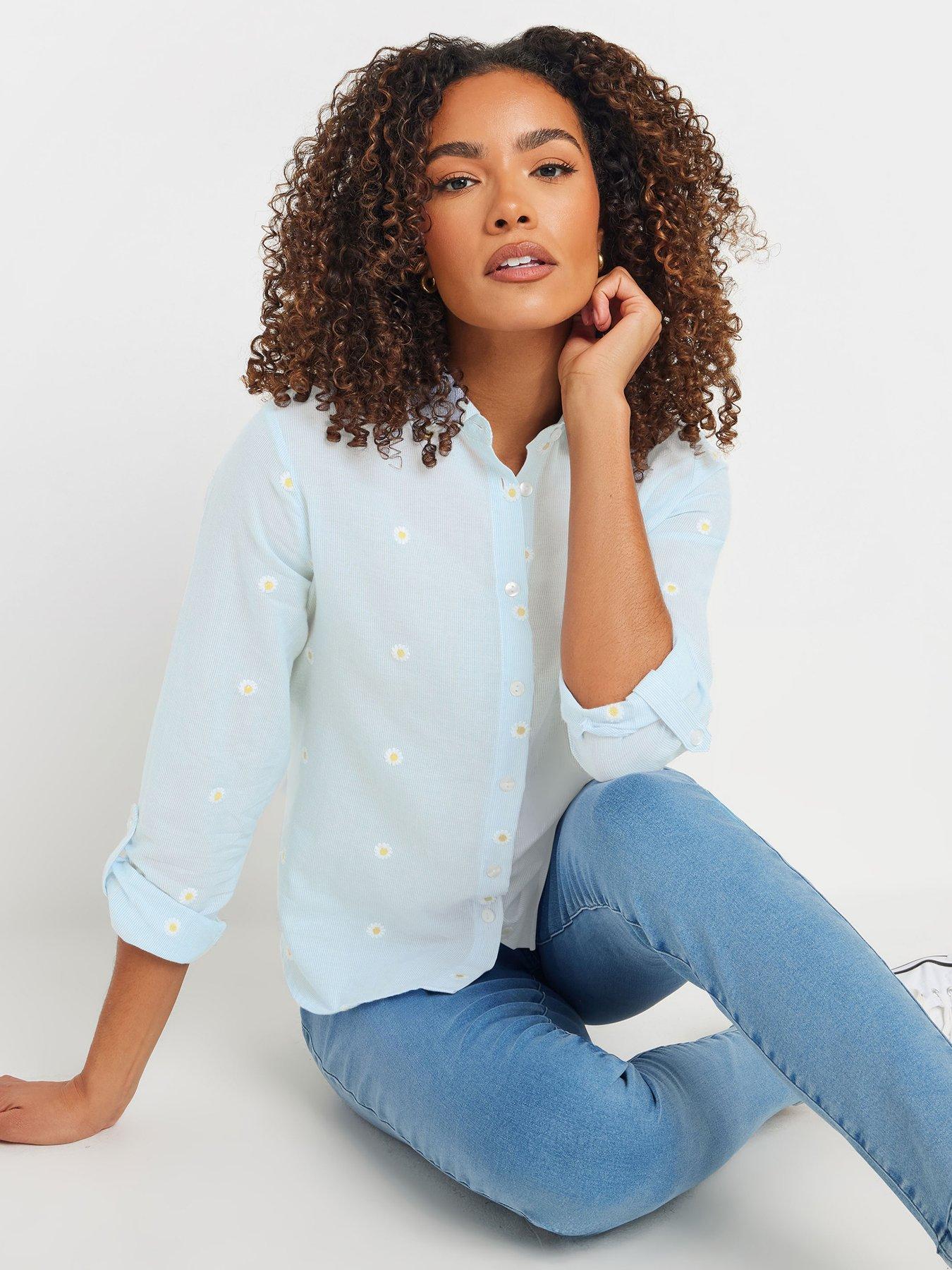 image of mco-daisy-embroidery-shirt-blue