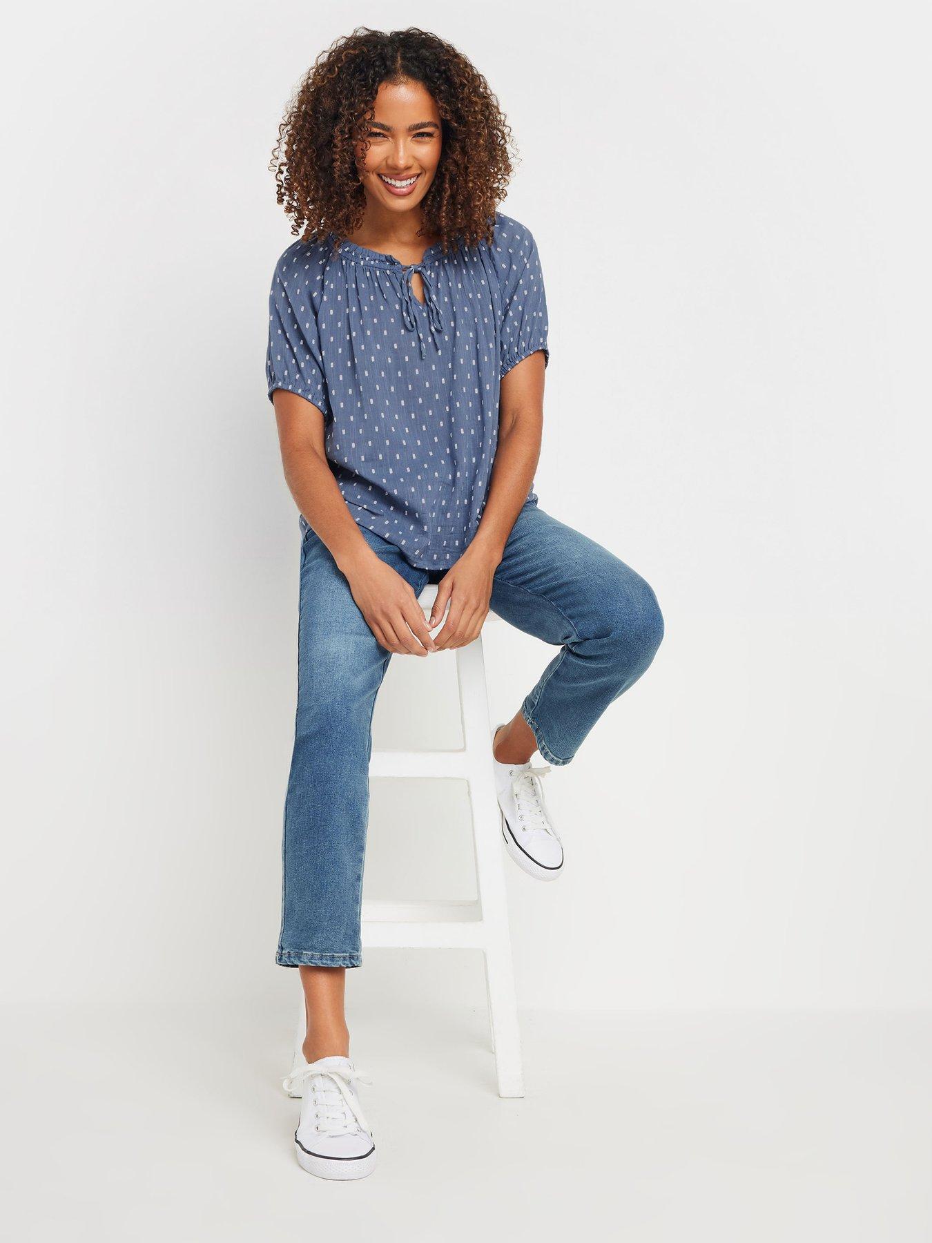  image of mco-dobby-gypsy-short-sleeve-top-blue
