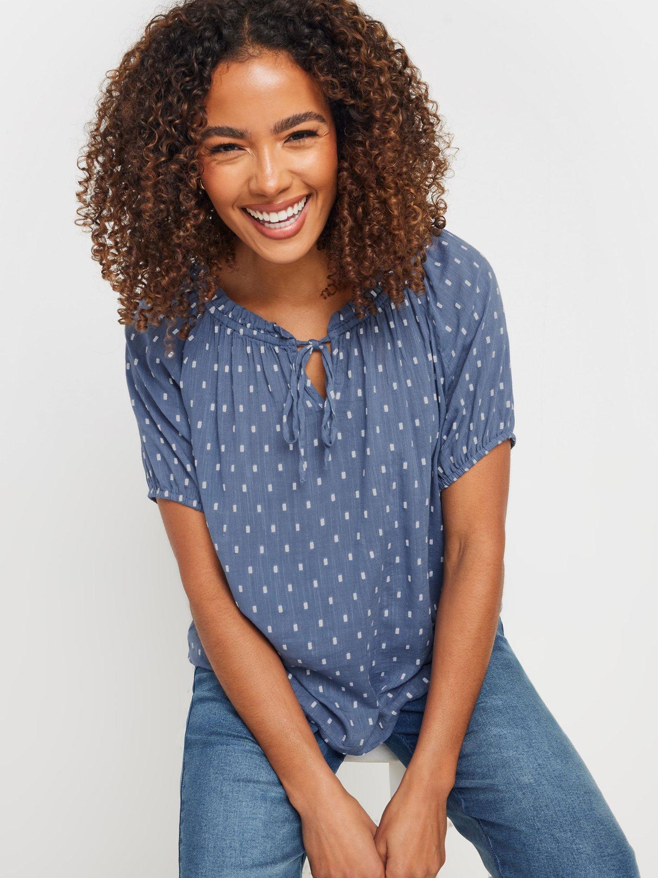  image of mco-dobby-gypsy-short-sleeve-top-blue