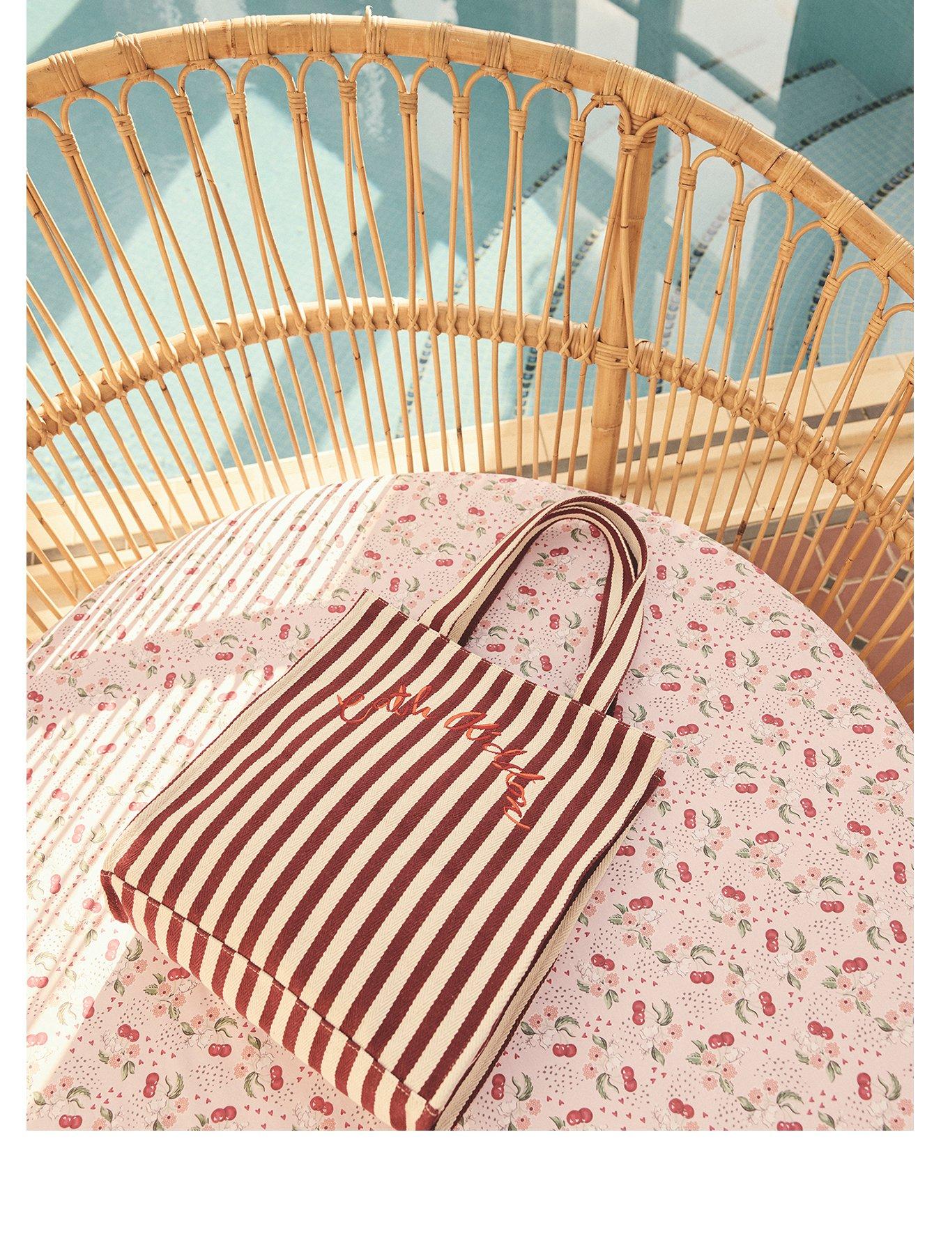 undefined Cherry Stripe Large Book Bag - Red