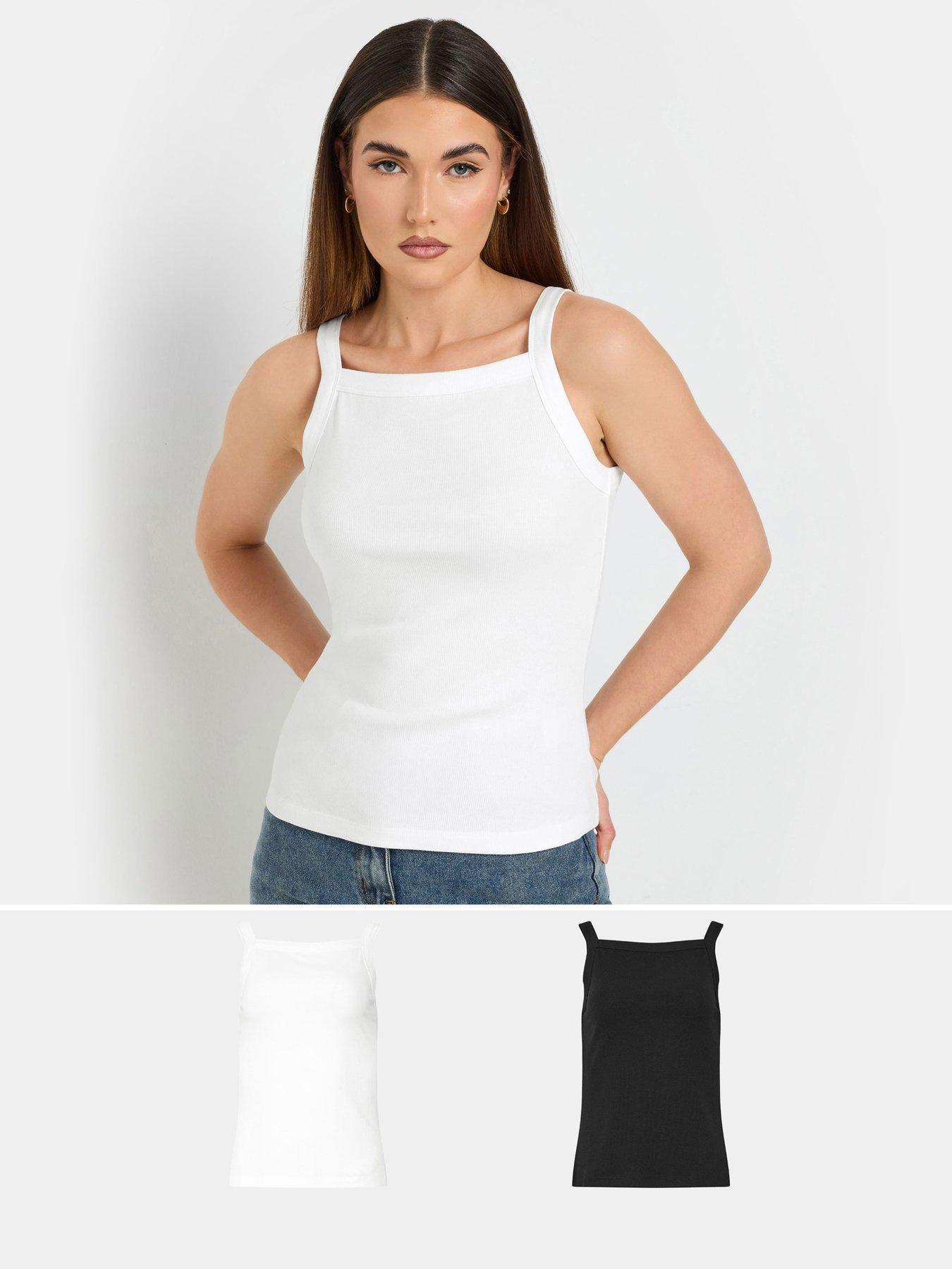  image of long-tall-sally-tall-2-pack-high-neck-rib-vest-top-multi
