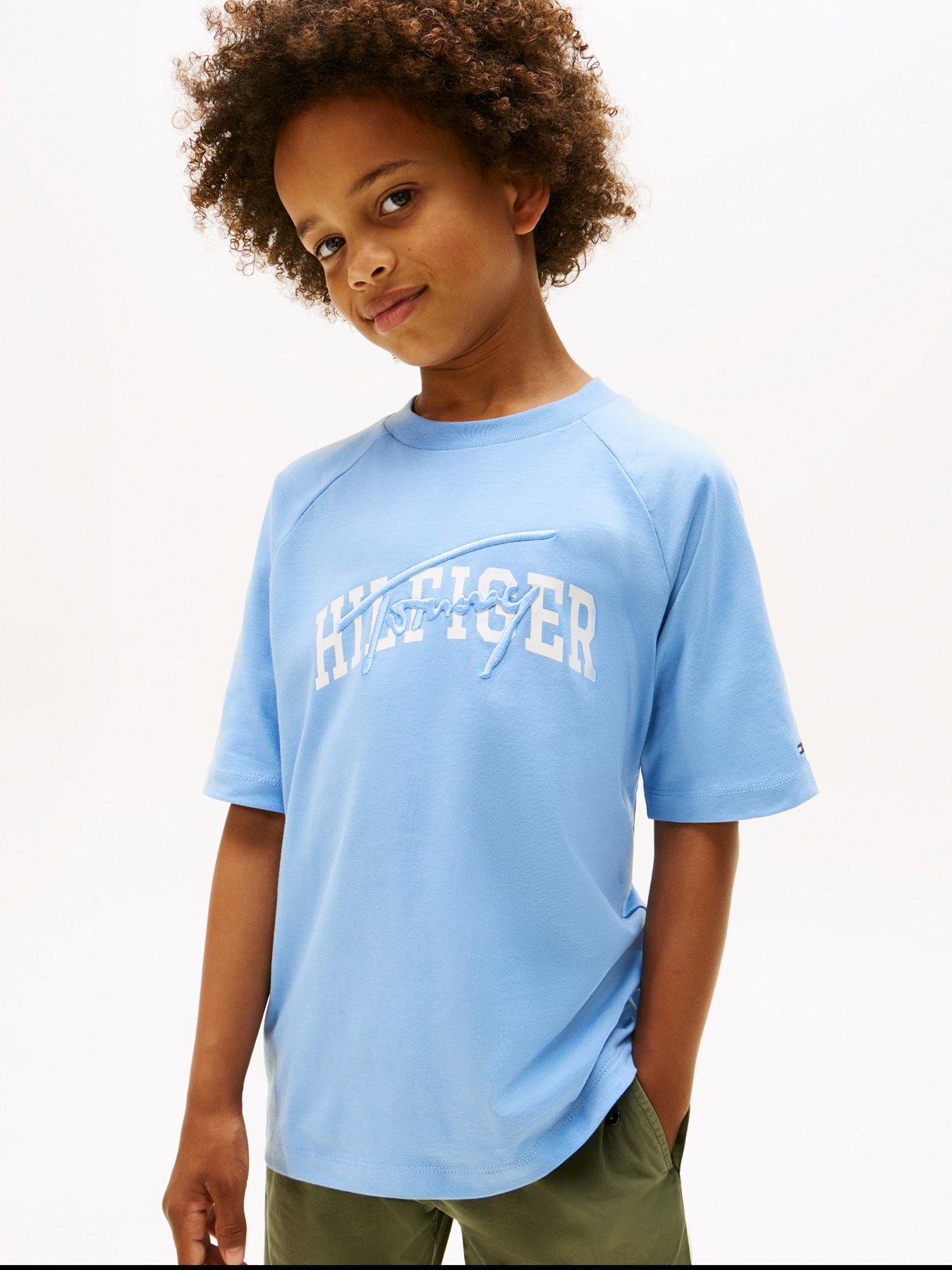 undefined Boys Th Mixed Graphic Short Sleeve T-Shirt - Blue