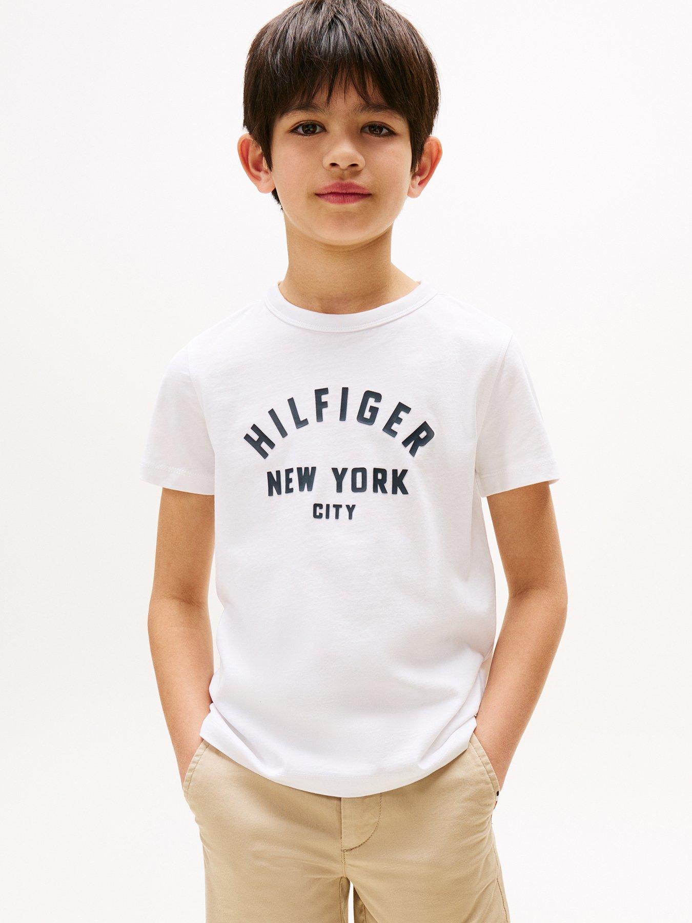 undefined Boys Curved Graphic Short Sleeve T-Shirt - White
