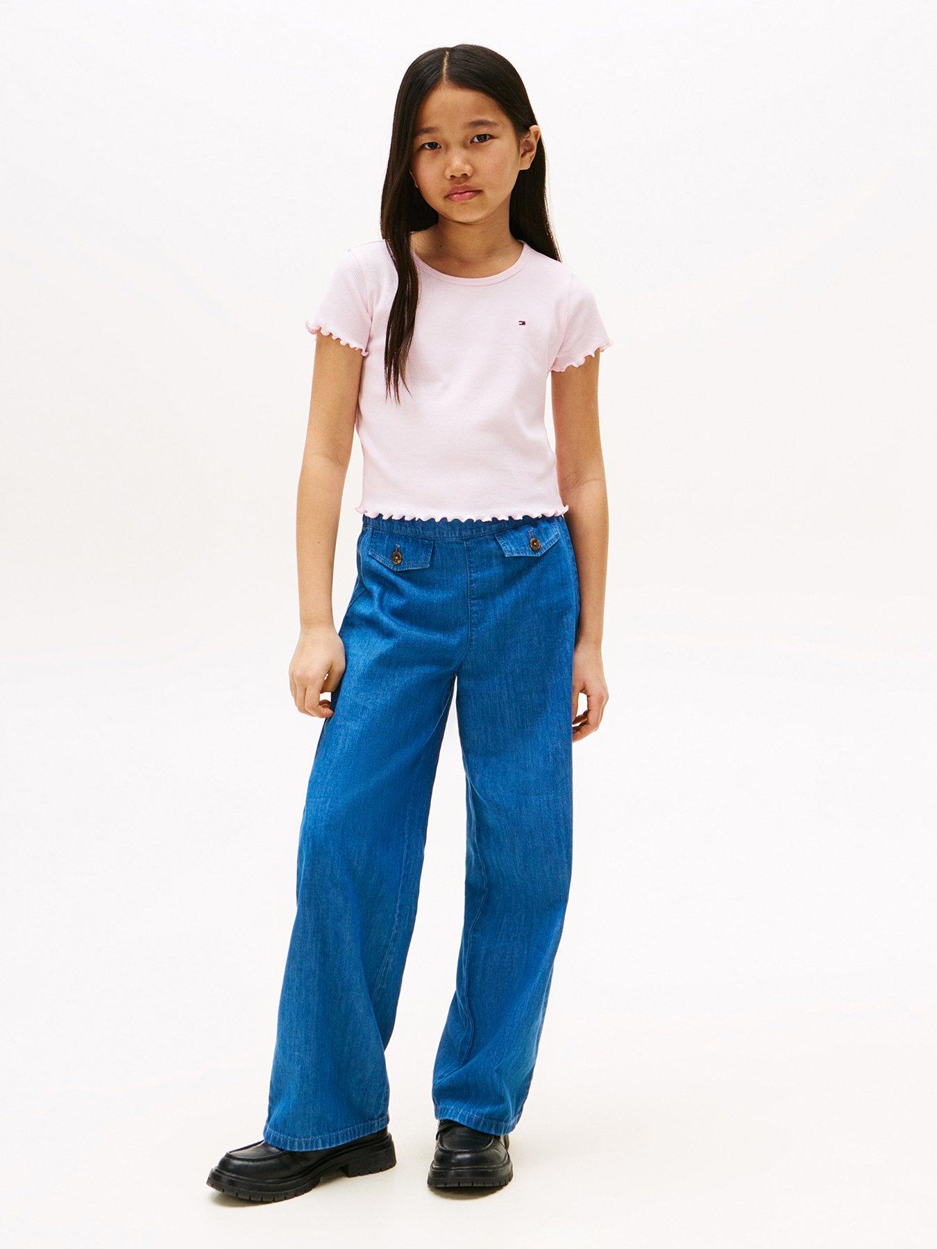 Image 3 of 4 of Tommy Hilfiger Girls Essential Rib Short Sleeve Top - Light Pink