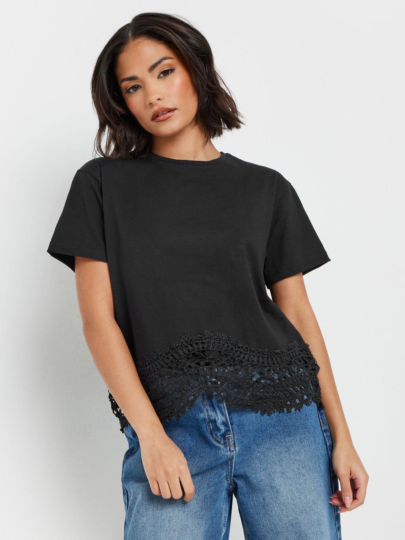 undefined Petite Crochet Hem T-shirt