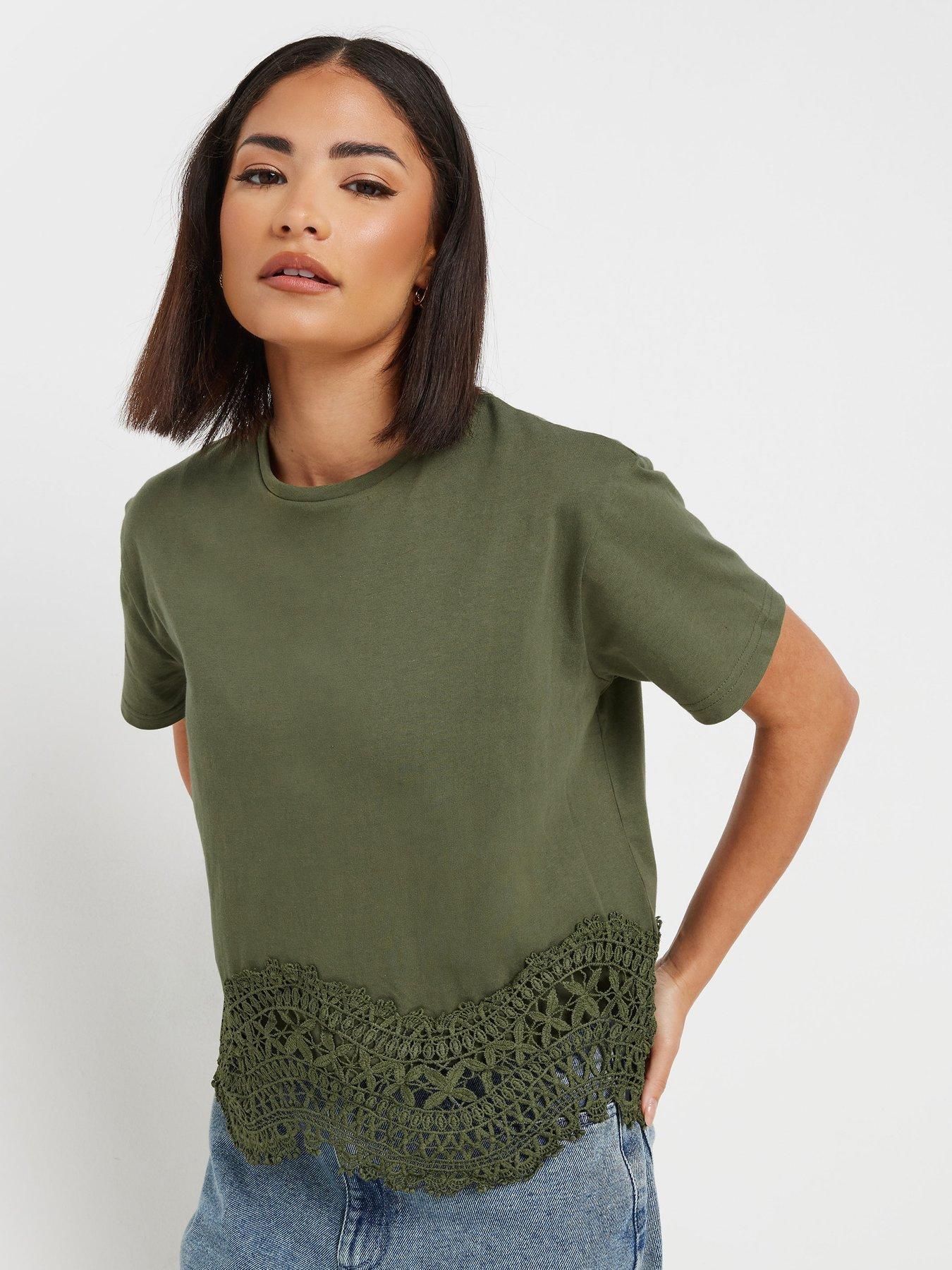 undefined Petite Crochet Hem T-shirt