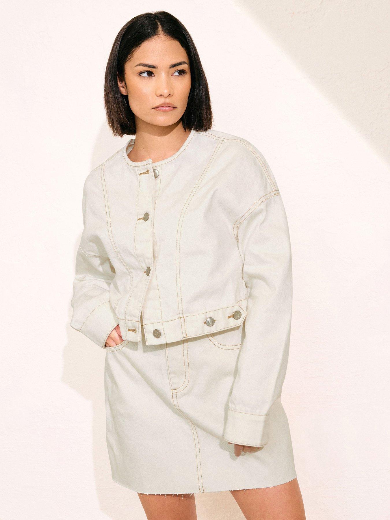 undefined Petite Denim Skirt - Natural