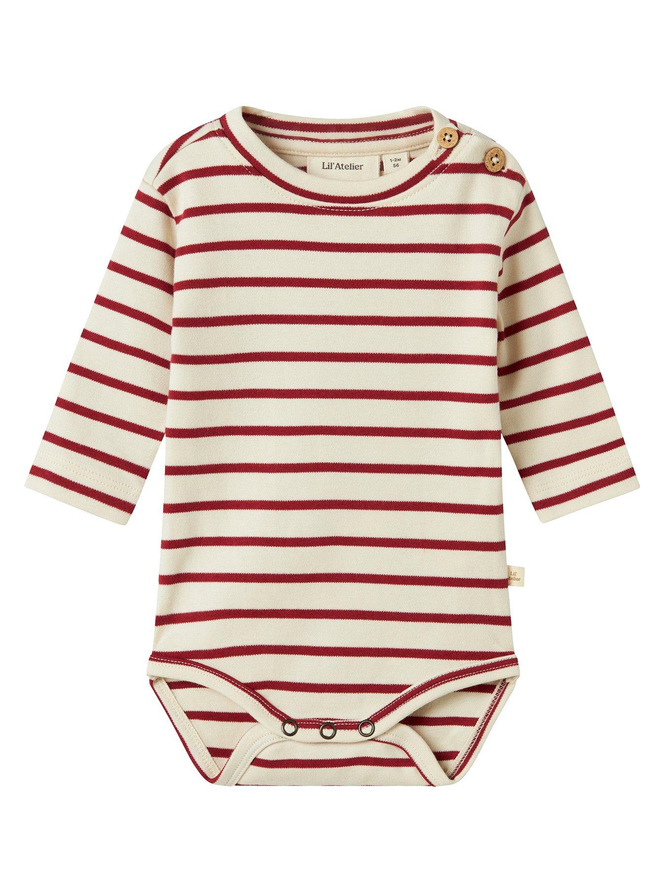 undefined Baby Girls Striped Long Sleeve Bodysuit - Red