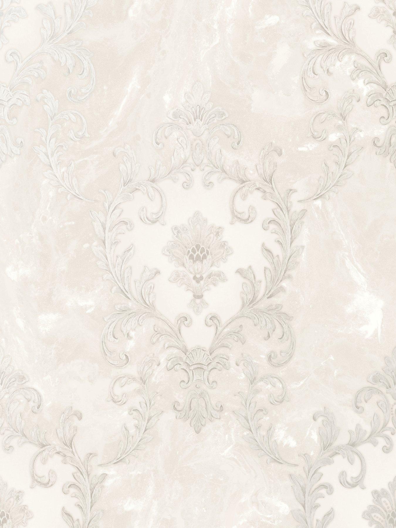  image of rasch-sienna-damask-pearl-wallpaper-pearl