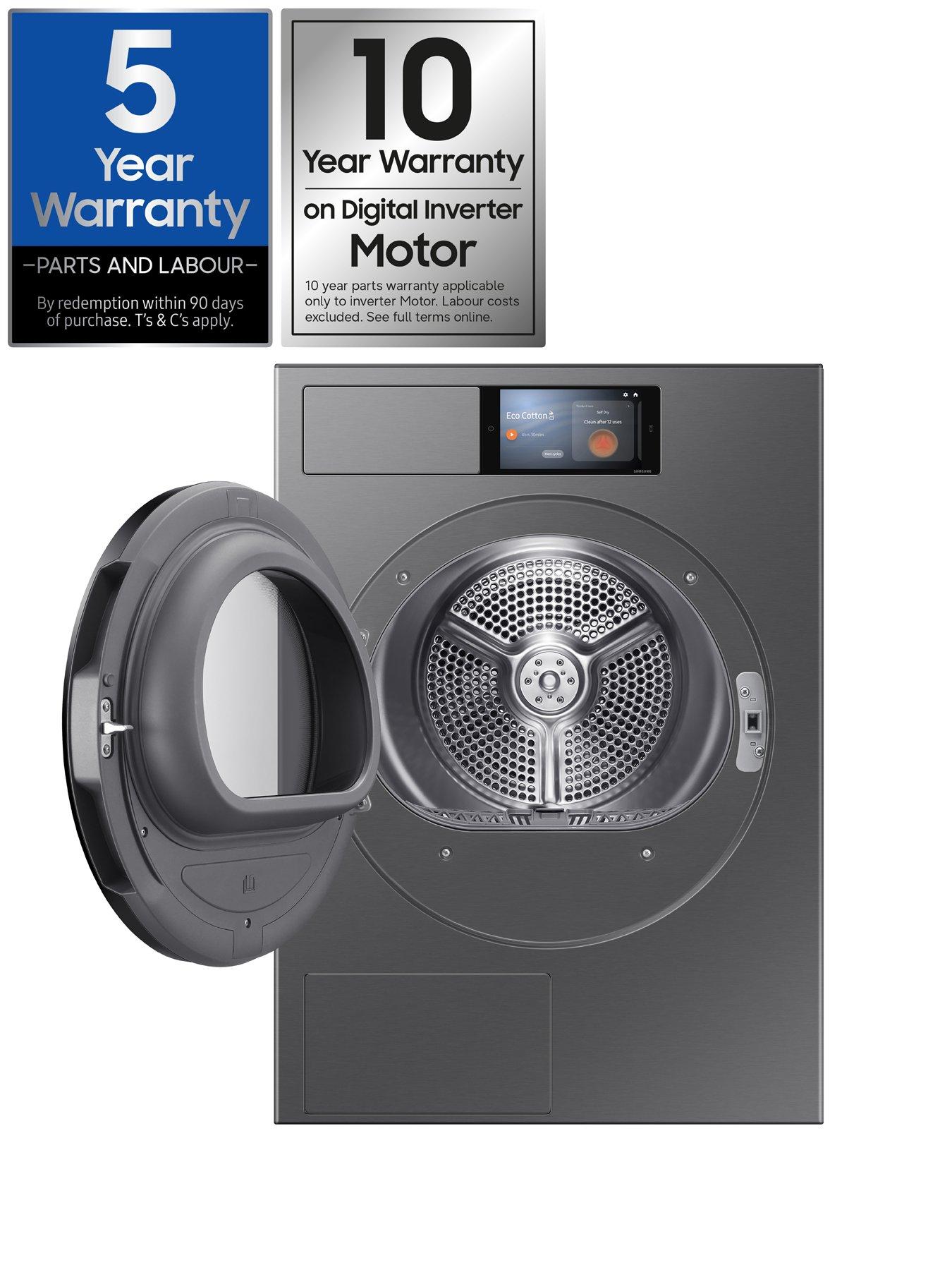 image of samsung-series-9-ai-home-dv90f09f4su1-9kg-smart-heat-pump-tumble-dryer-dark-steel