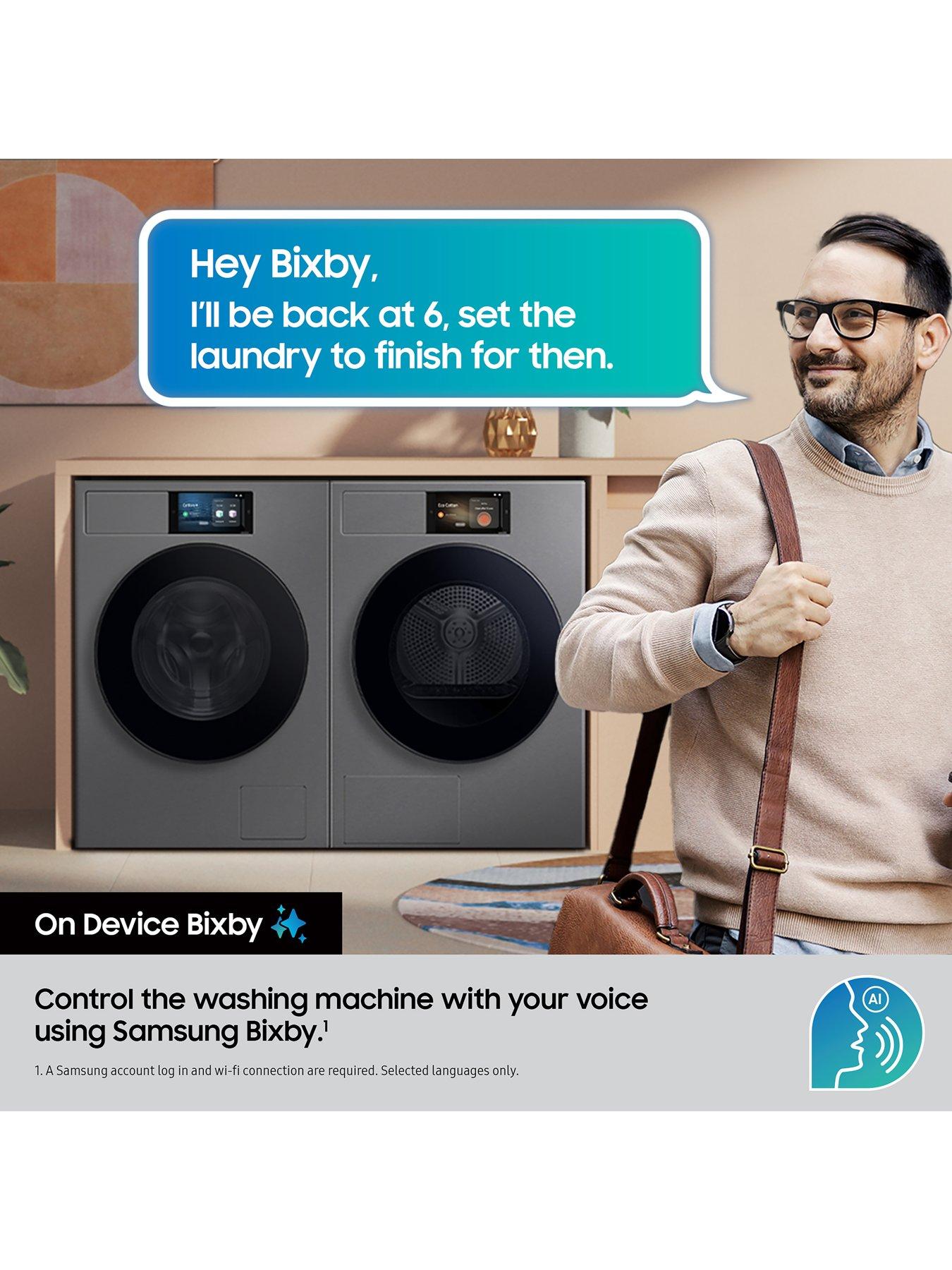  image of samsung-series-9-ai-home-dv90f09f4su1-9kg-smart-heat-pump-tumble-dryer-dark-steel