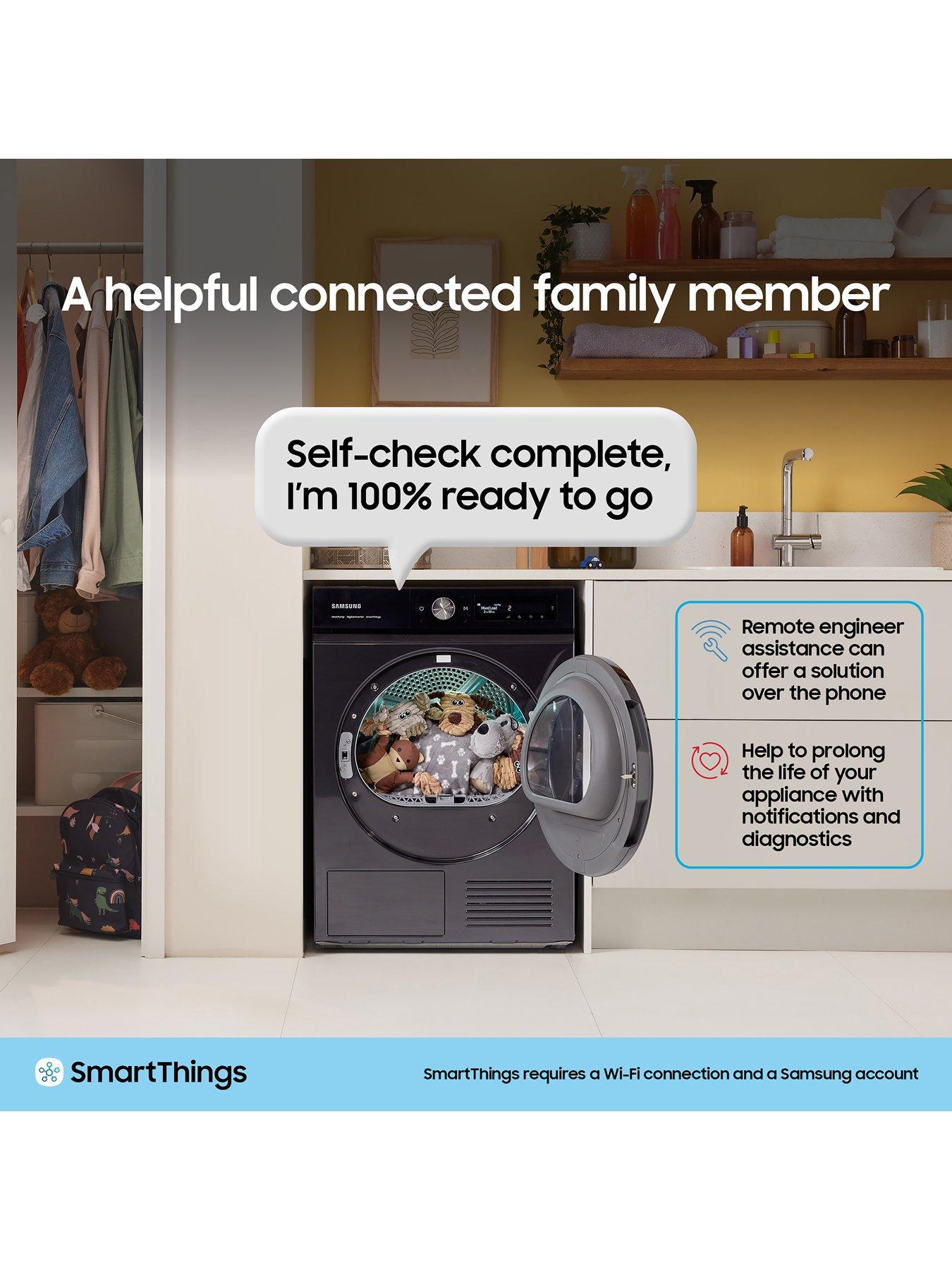  image of samsung-series-9-ai-home-dv90f09f4su1-9kg-smart-heat-pump-tumble-dryer-dark-steel