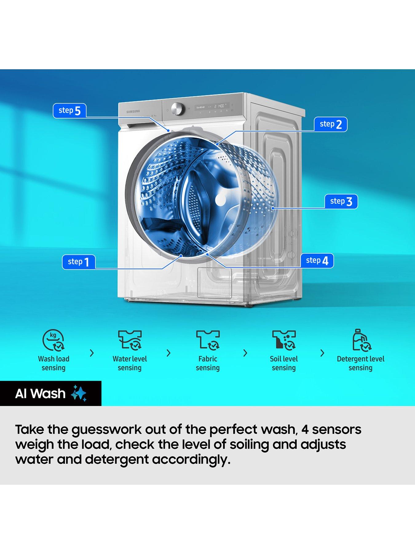  image of samsung-series-5-ai-energy-wd90dg5g34bbeu-9kg-wash-5kg-dry-1400rpm-spin-smart-slim-depth-washer-dryer-black