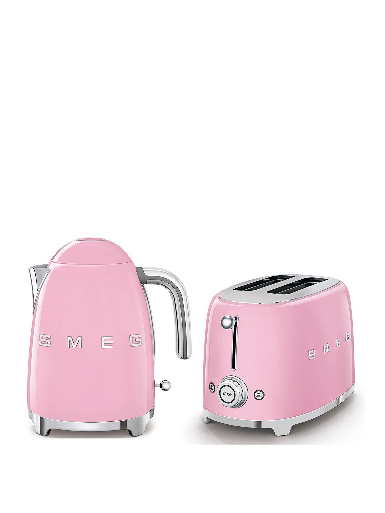undefined EEJB114 50s Retro Style Kettle and 2-Slice Toaster - Pastel Pink