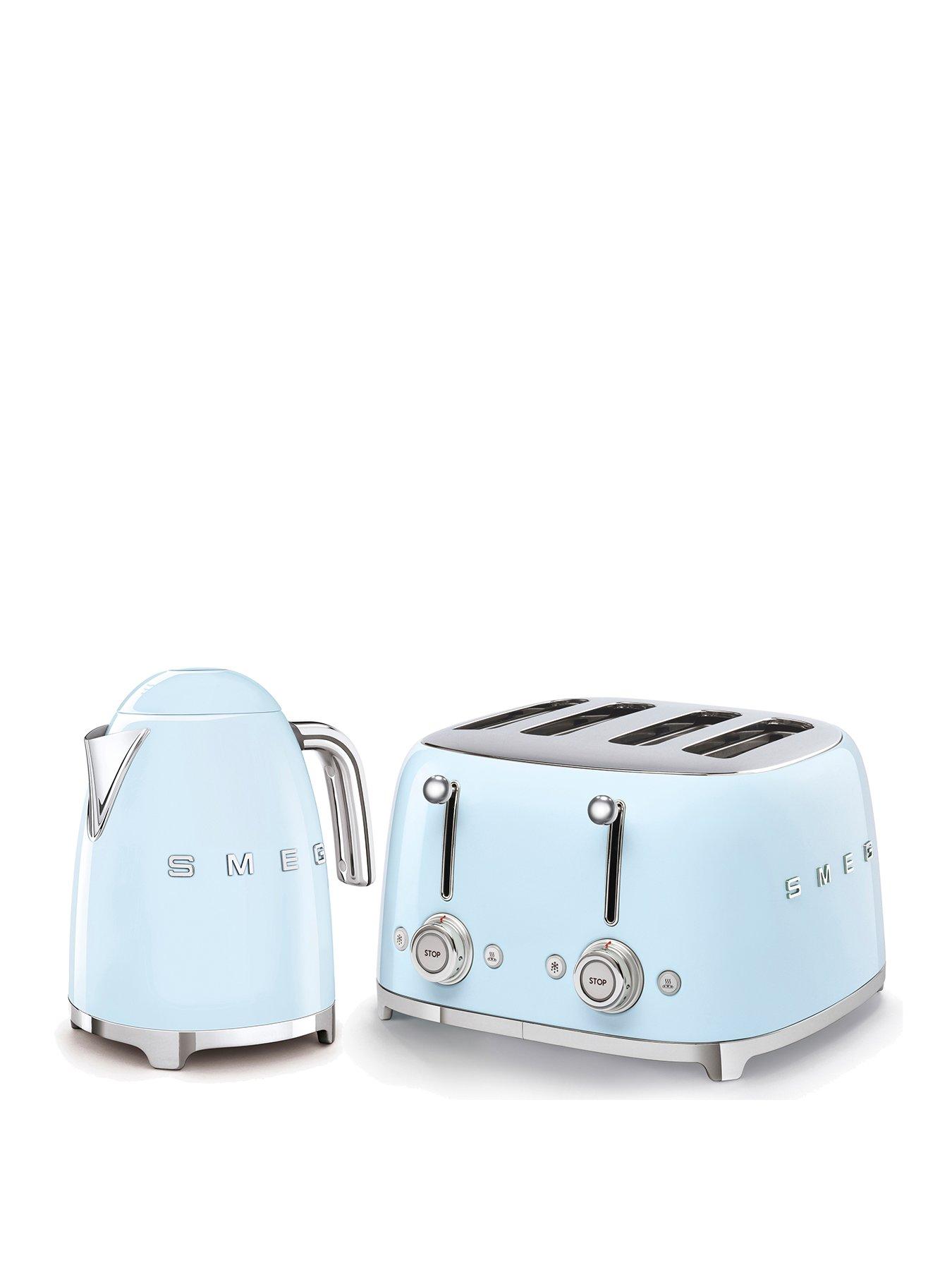 undefined EEJB165 50s Retro Style Kettle and 4-Slice Toaster - Pastel Blue