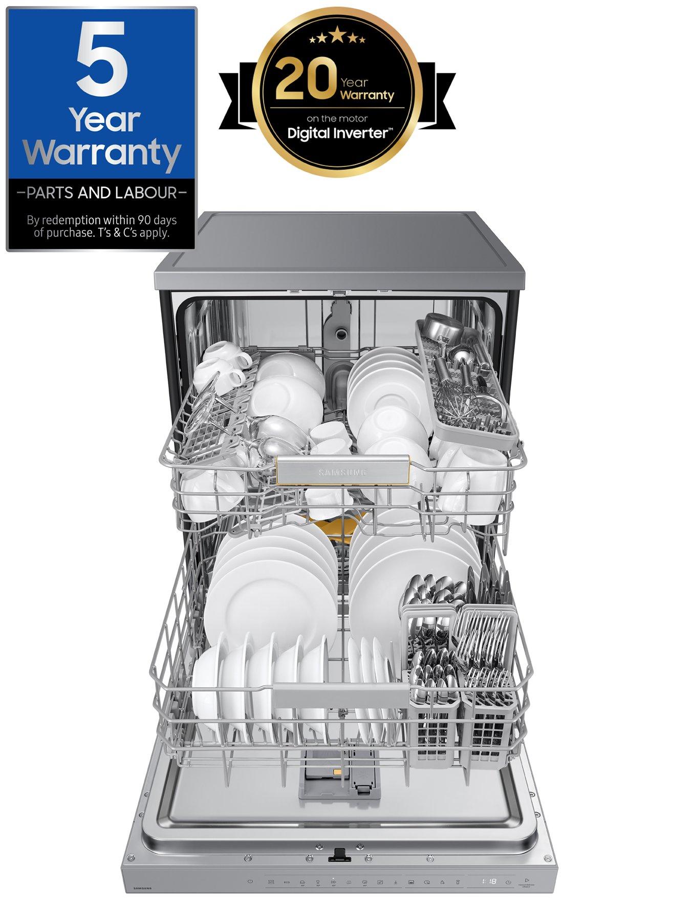  image of samsung-series-6-dw60dg760fslu4-freestanding-60cm-dishwasher-with-water-jet-clean-amp-smart-things-14-place-settings-dark-silver