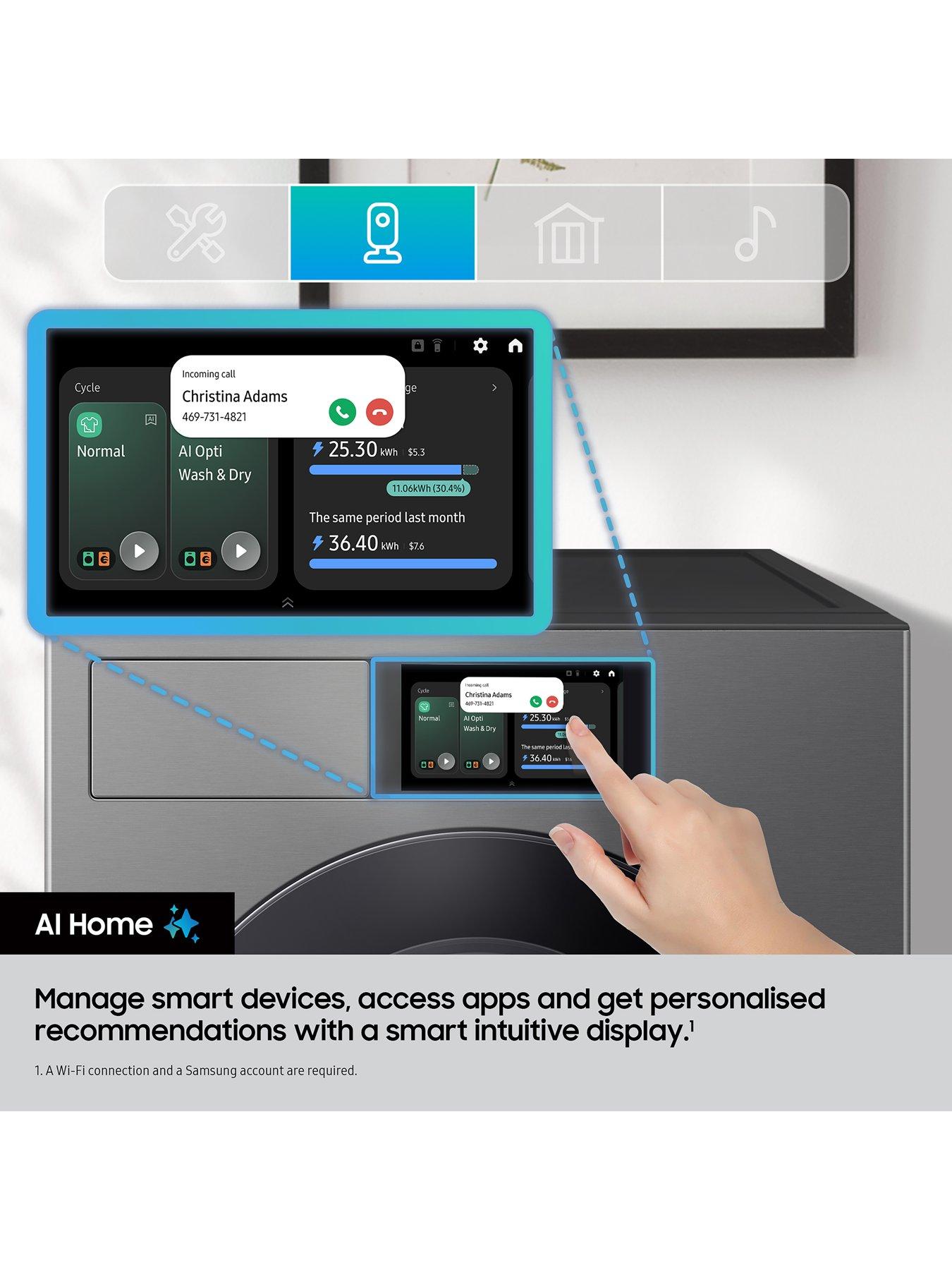  image of samsung-series-9-ai-home-wf90f09c4su1-9kg-load-1400rpm-spin-smart-washing-machine-dark-silver