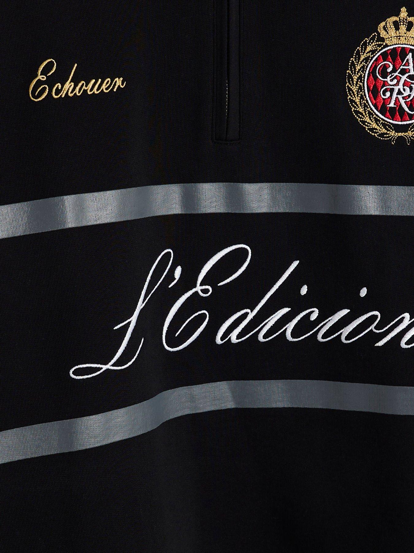  image of river-island-long-sleeve-rugby-polo-shirt-black