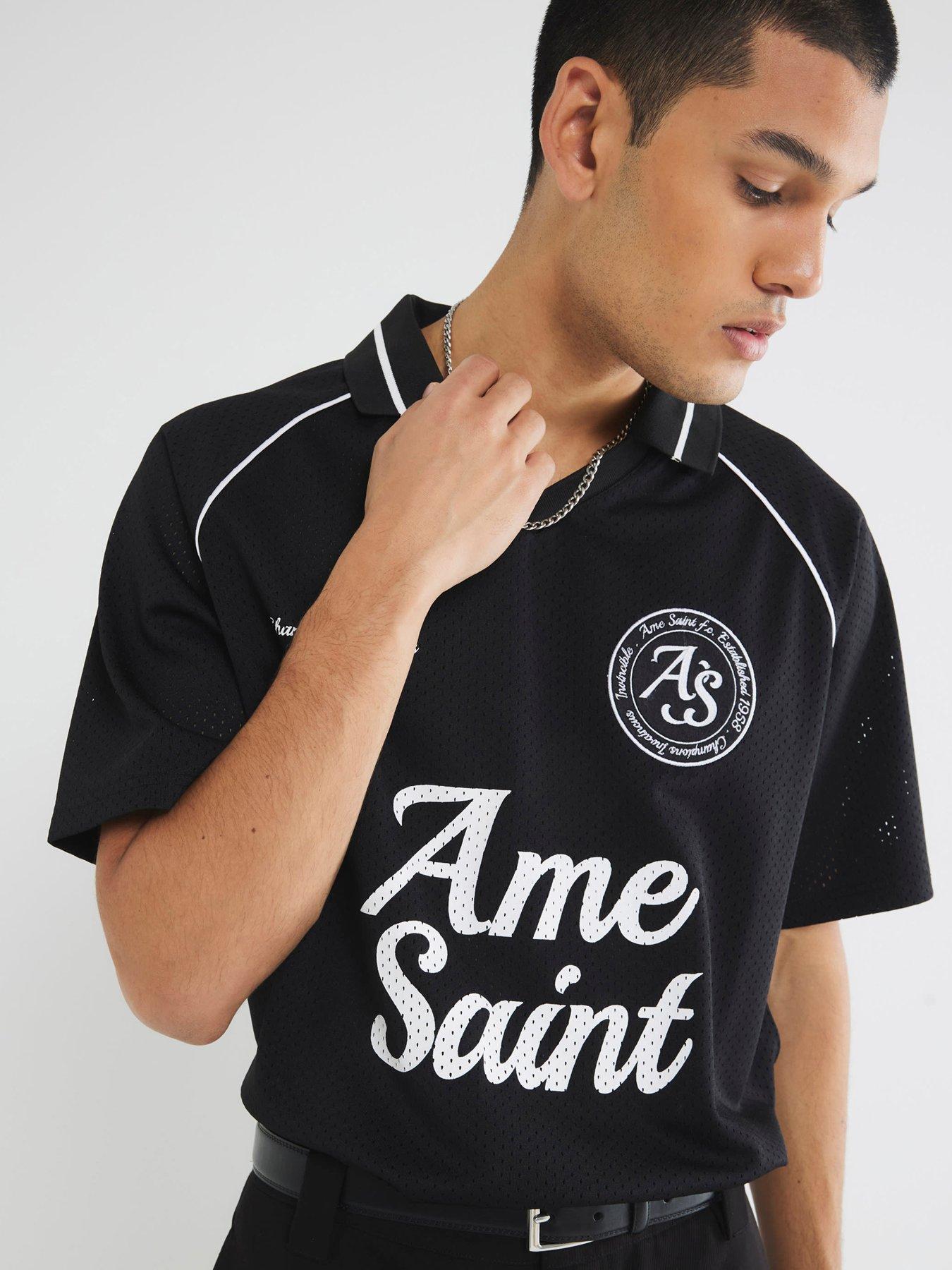 undefined Mesh Football Polo Shirt - Black