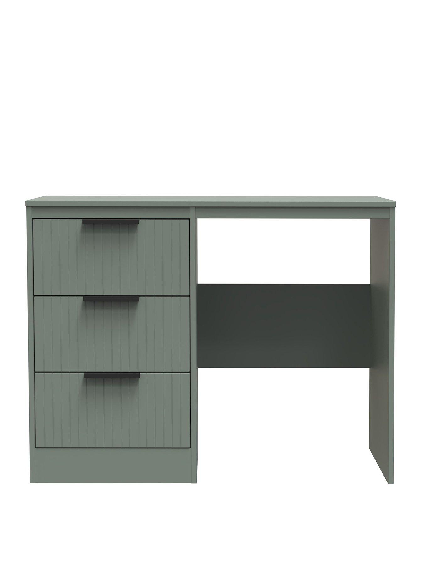 undefined Nevada Ready Assembled 3 Drawer Desk/Dressing Table - Green