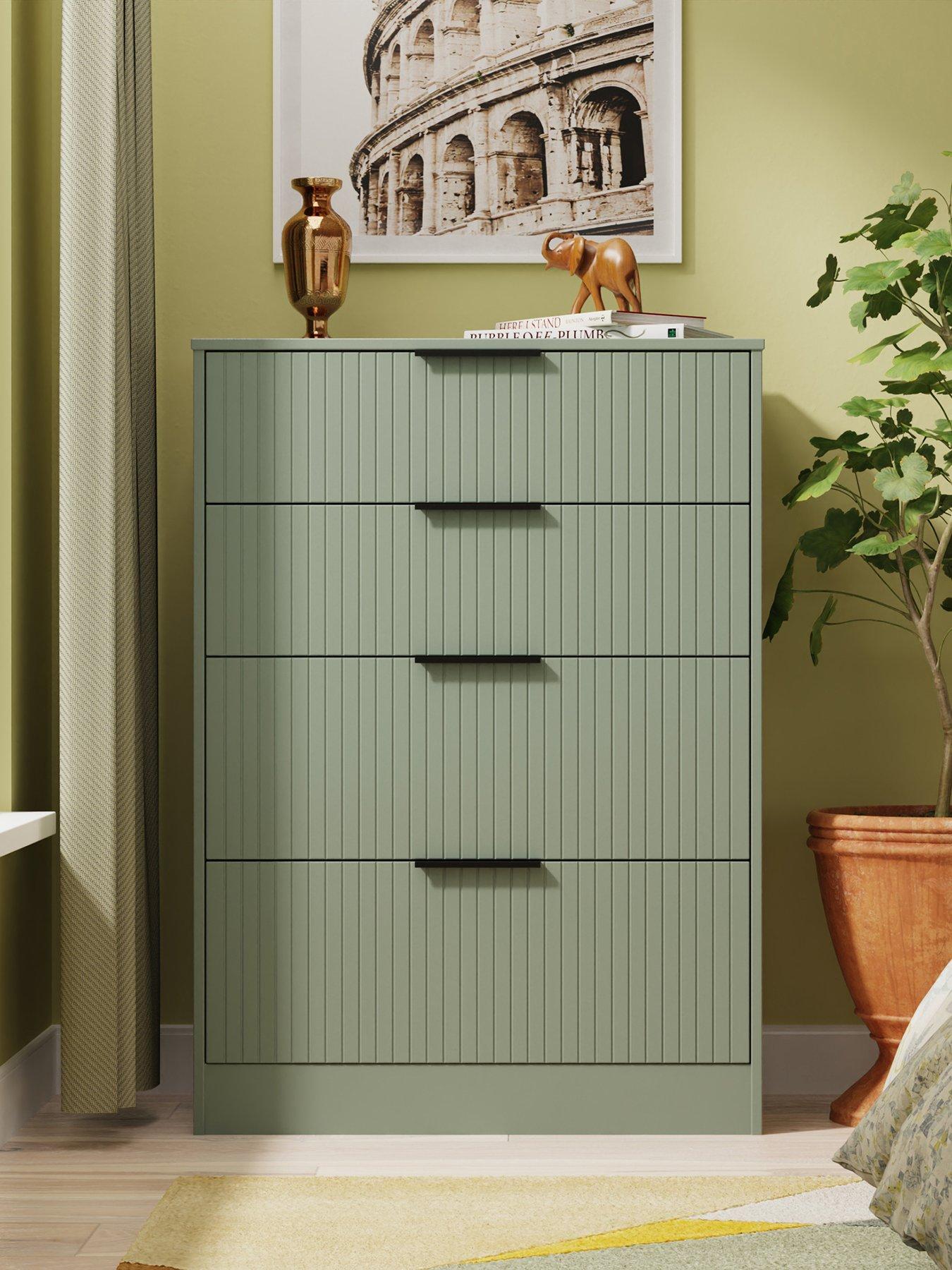 undefined Nevada Ready Assembled 4 Drawer Graduated Chest - Green