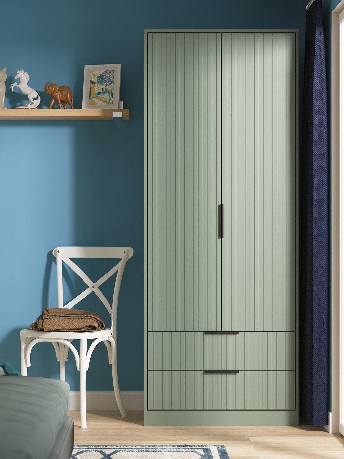 undefined Nevada Ready Assembled 2 Door, 2 Drawer Wardrobe - Green