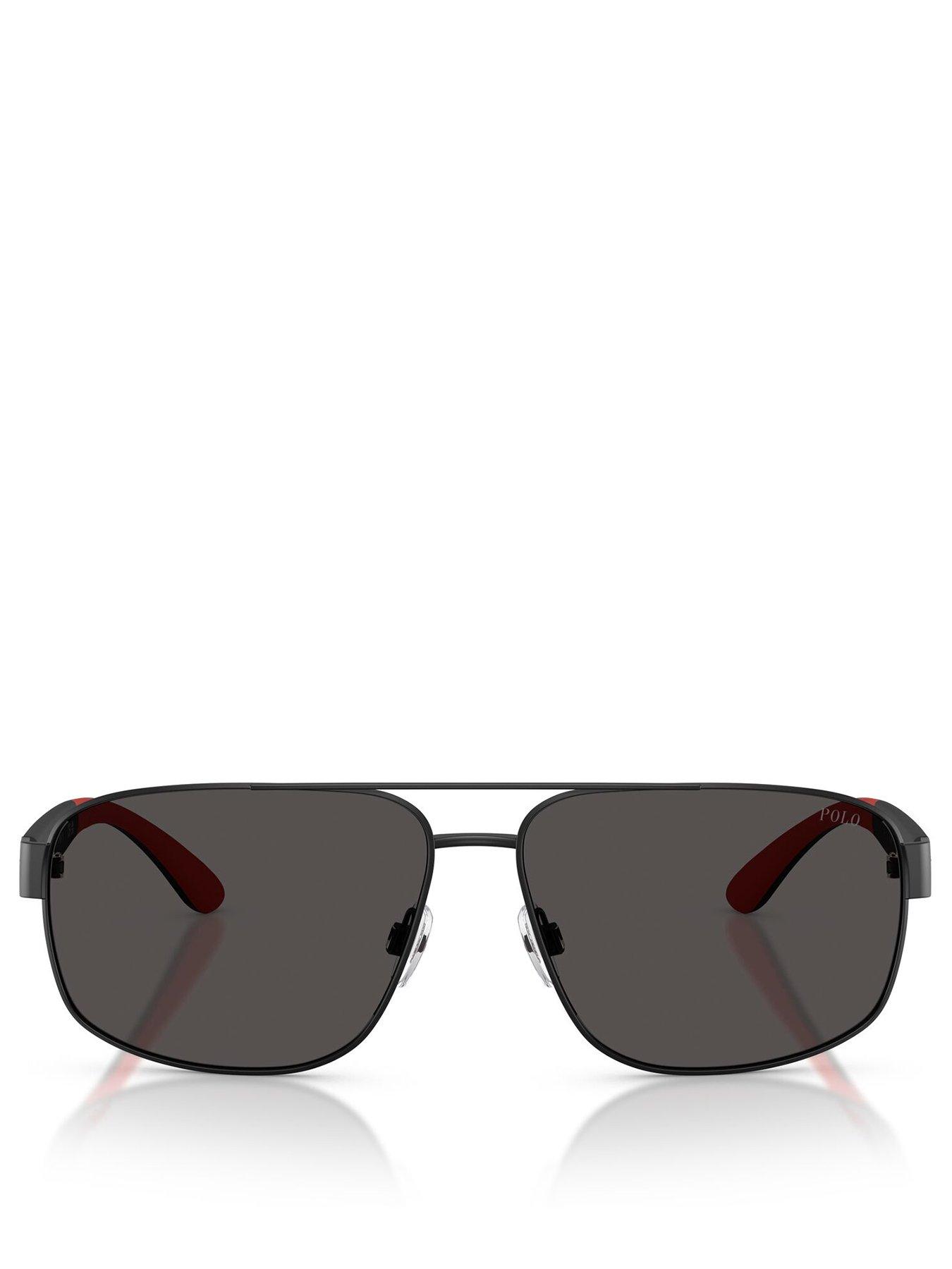 Image 3 of 4 of Polo Ralph Lauren 0Ph3112 Pilot Sunglasses- Black/Red