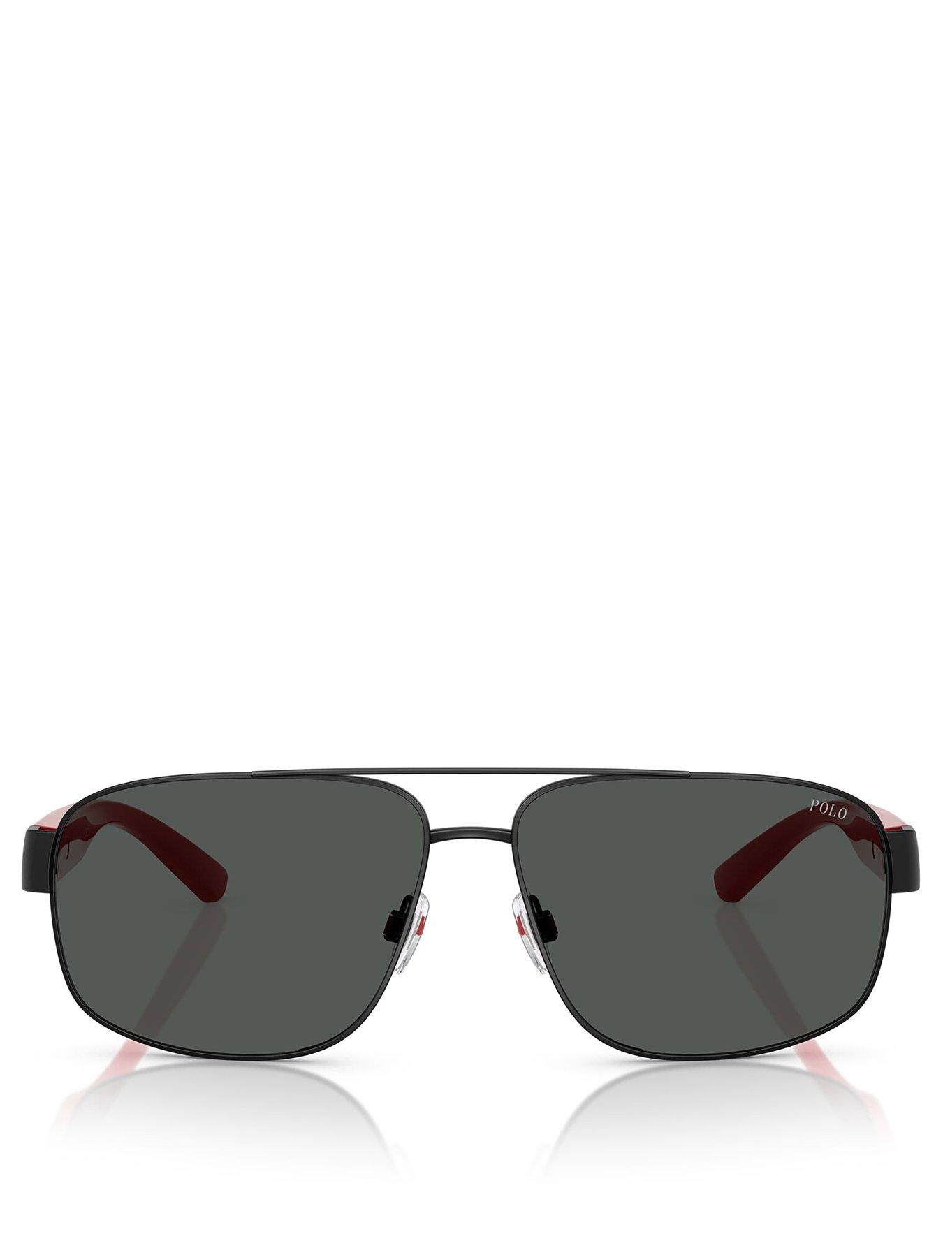 Image 3 of 4 of Polo Ralph Lauren 0Ph3156 Pilot Sunglasses- Black/Red