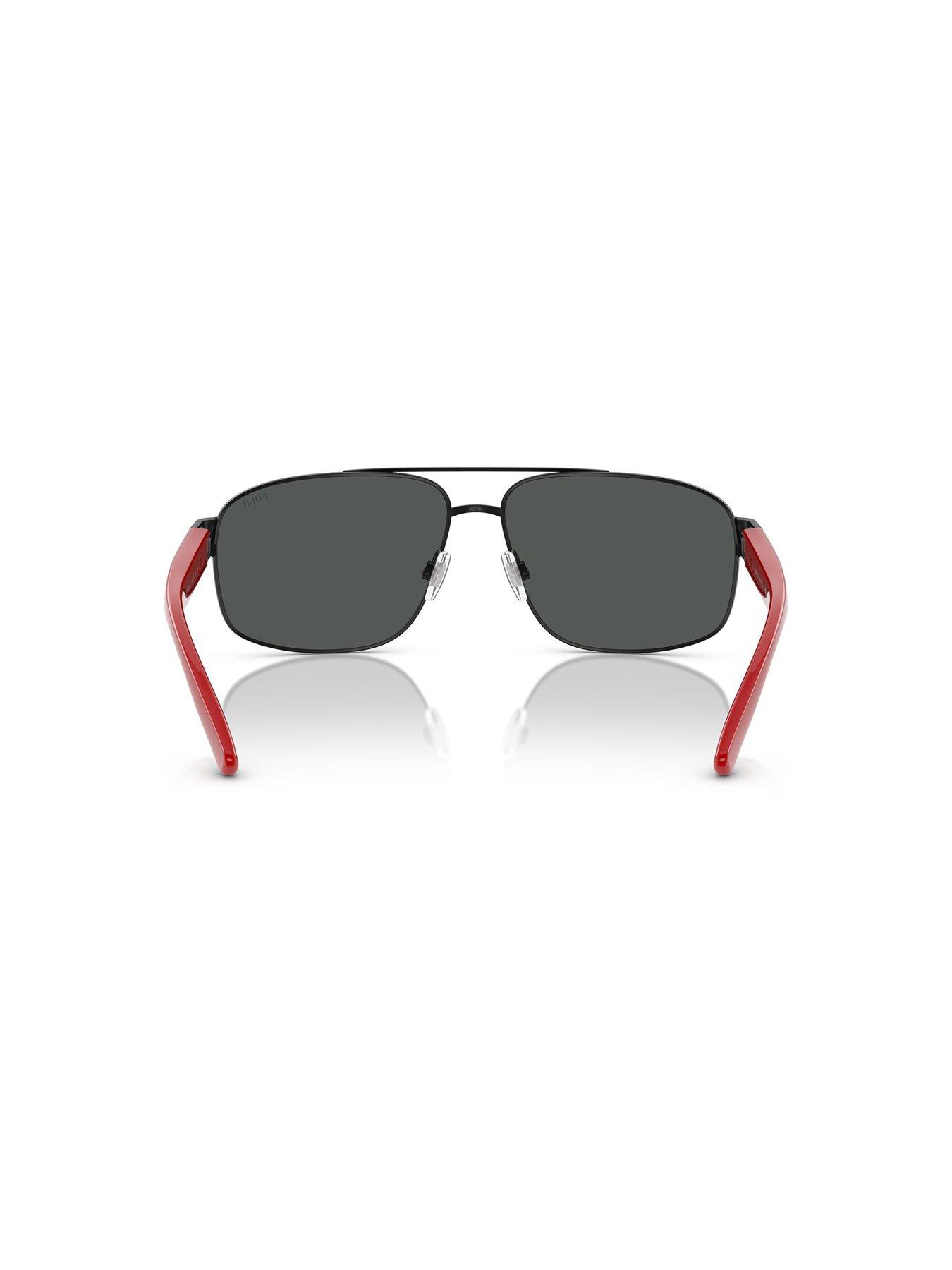 Image 4 of 4 of Polo Ralph Lauren 0Ph3156 Pilot Sunglasses- Black/Red