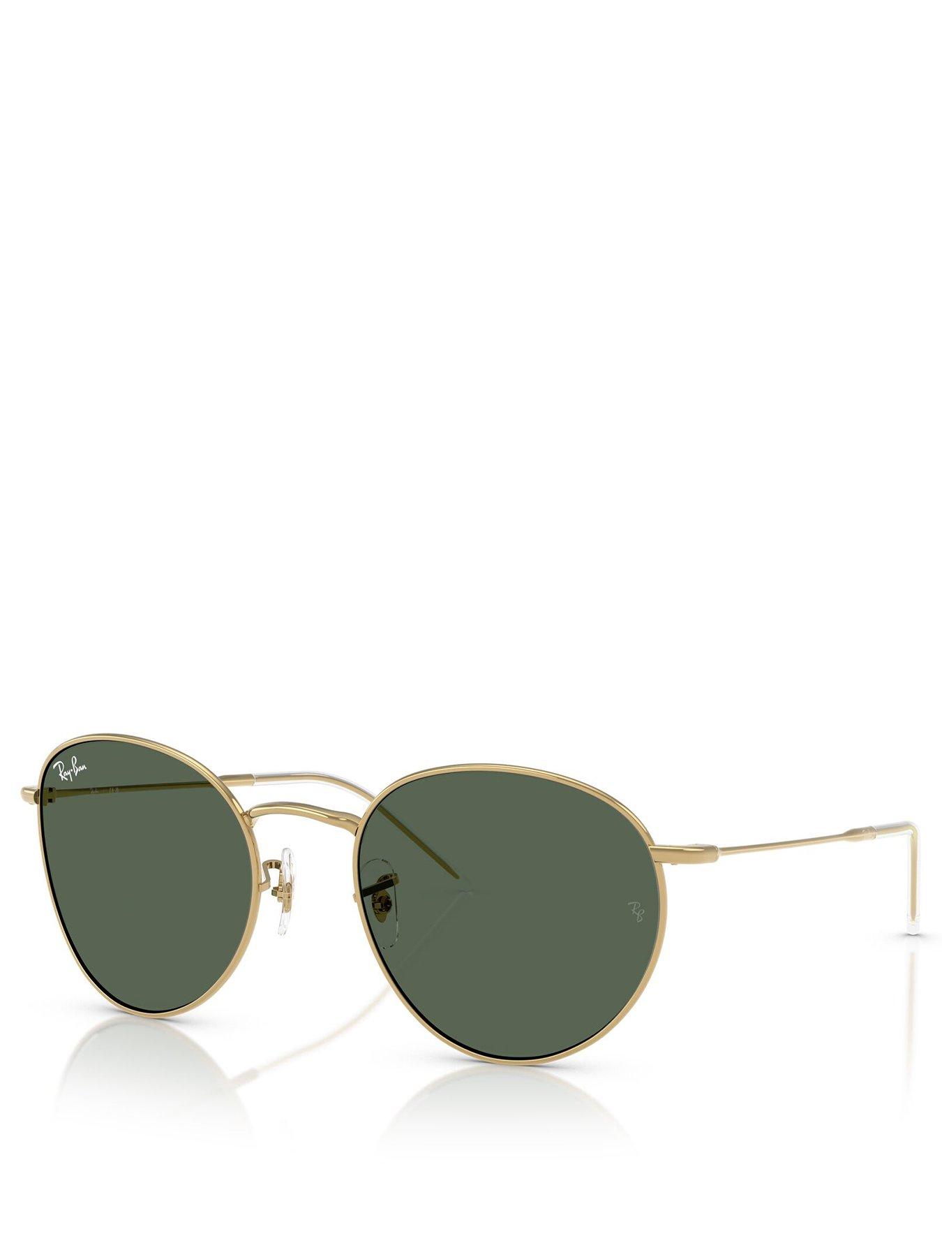 Ray-Ban Round Reverse Phantos Sunglasses- Gold