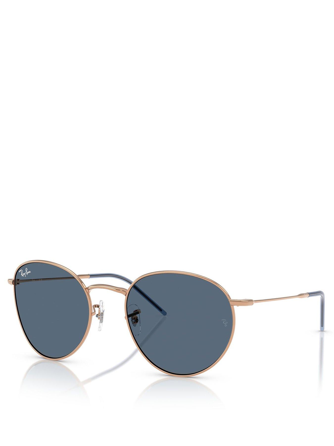 undefined Round Reverse Phantos Sunglasses- Navy/Gold