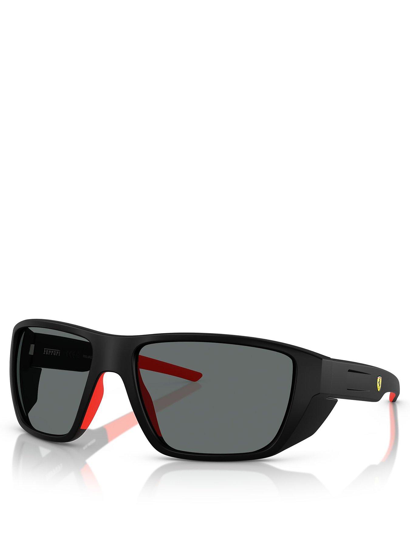 Image 1 of 4 of Ferrari Scuderia 0Fz6012U Rectangle Sunglasses- Black/Red