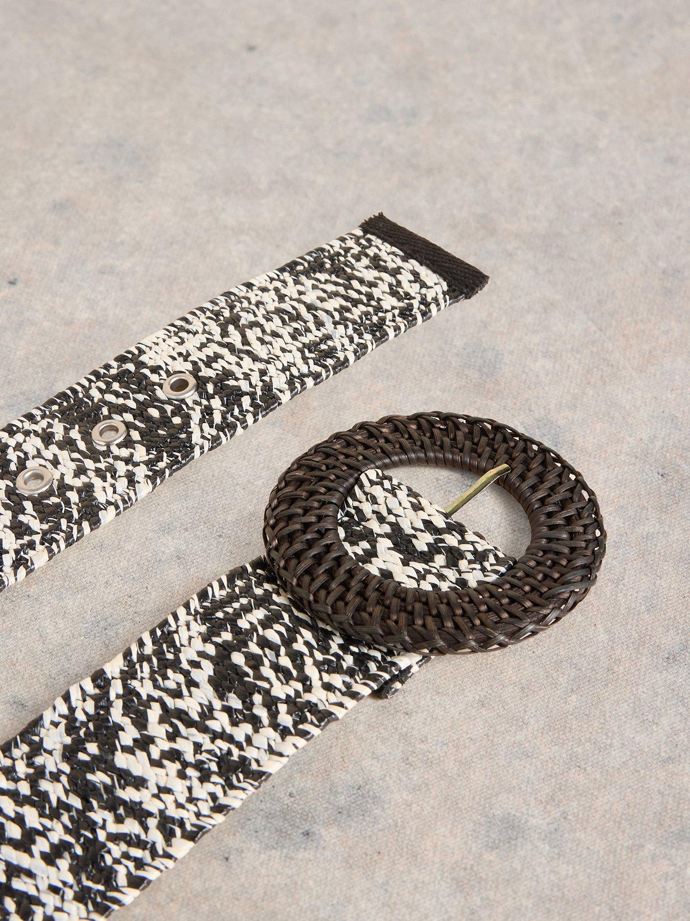  image of white-stuff-raffia-belt-black